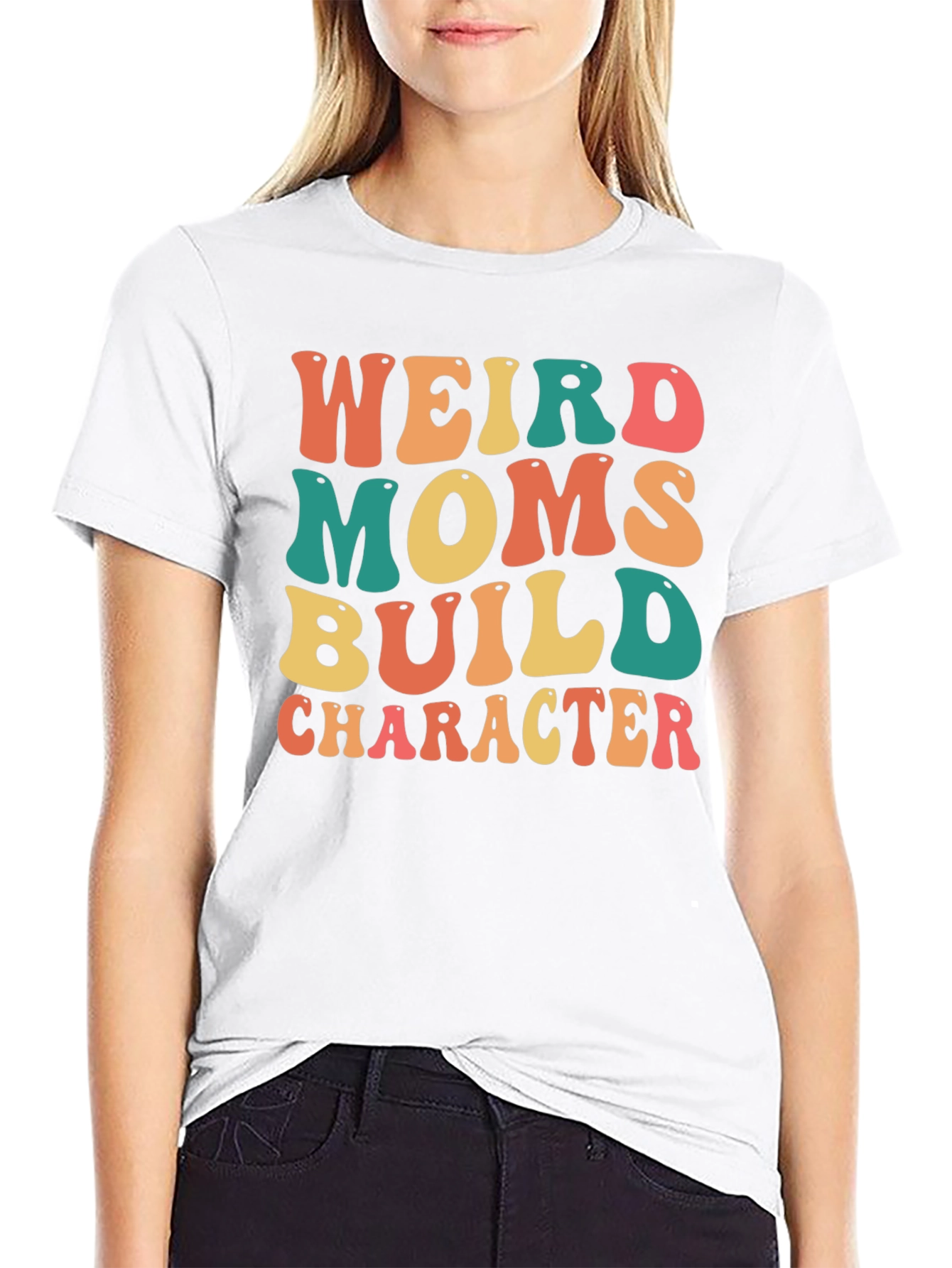 Black Weird Moms Build Character Graphic T-Shirt view 9