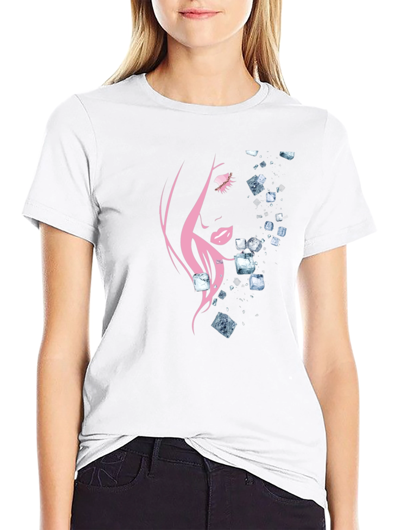 Black Abstract Woman Graphic T-Shirt view 9