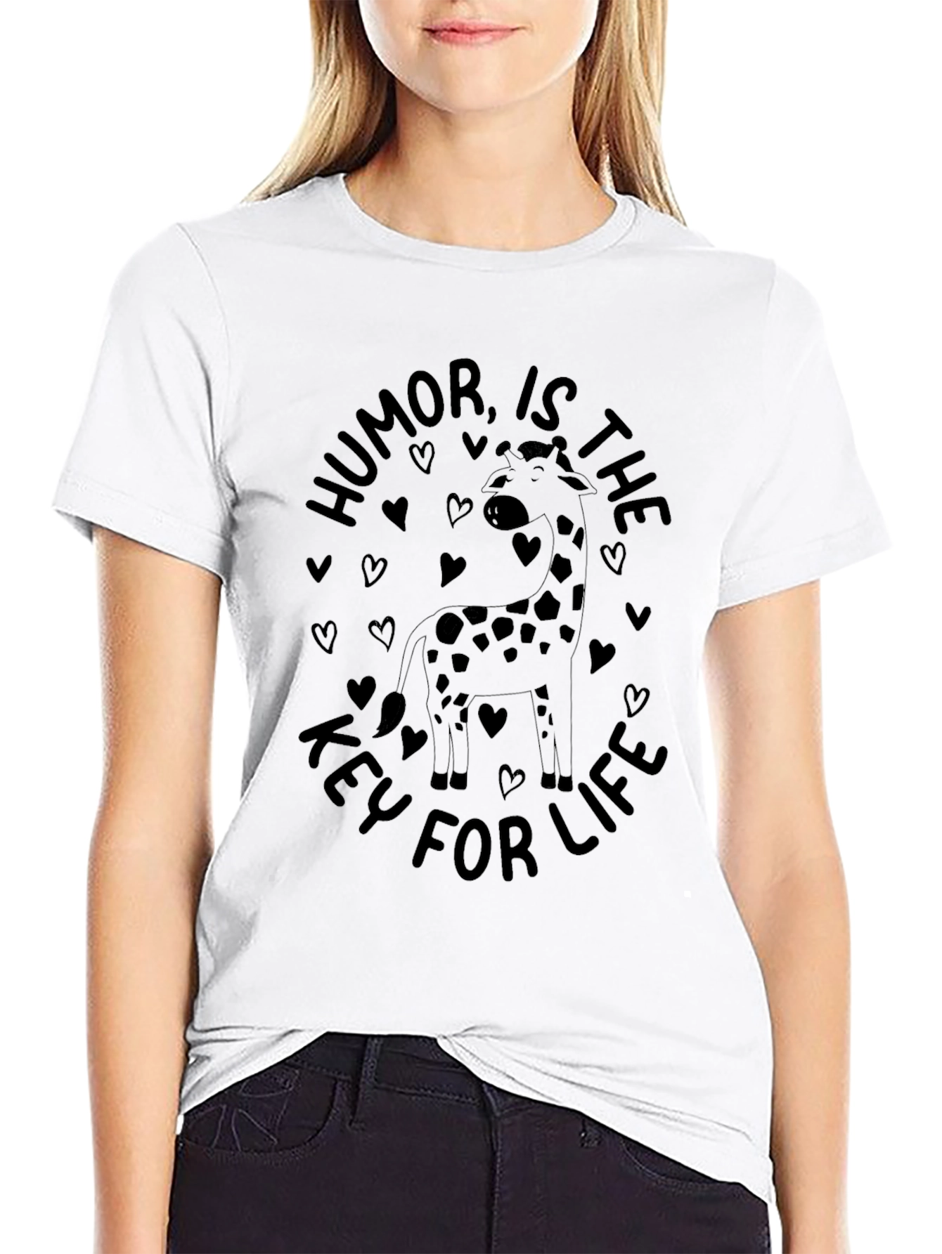 Black Humor is the Key for Life Giraffe T-Shirt view 9