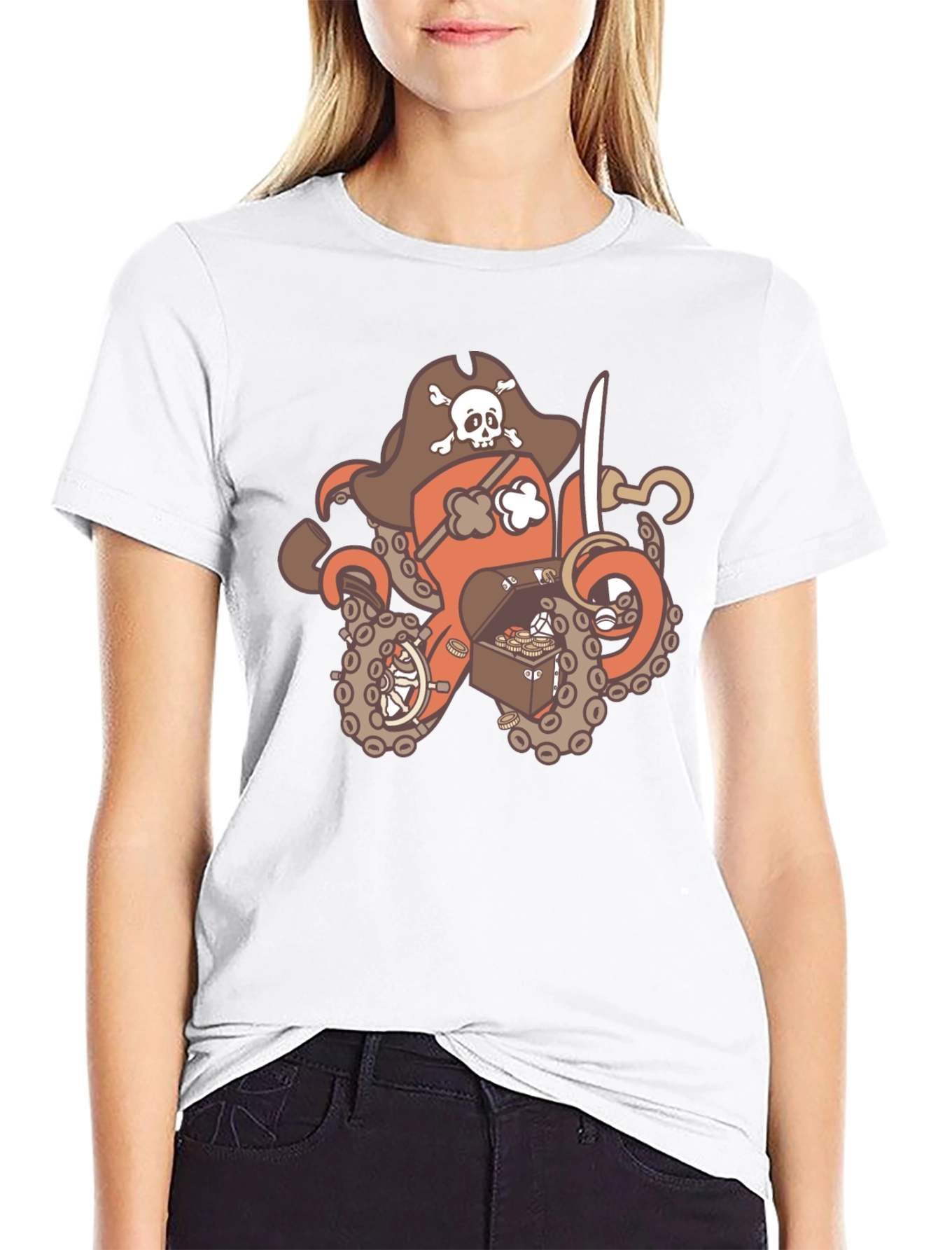 Black Pirate Octopus Graphic T-Shirt - Black view 9