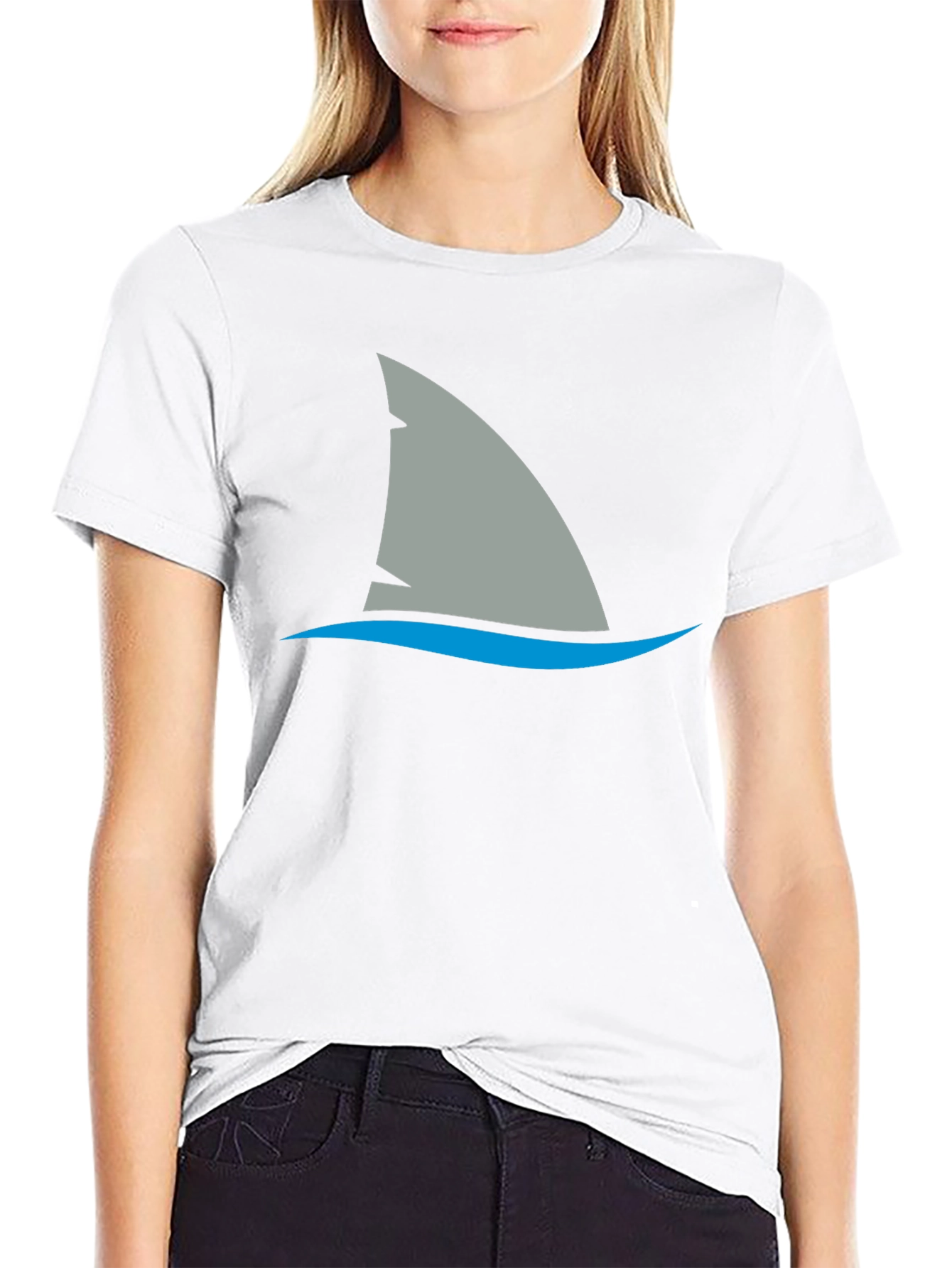 Black Shark Fin Graphic Tee - Black Cotton Comfort view 9