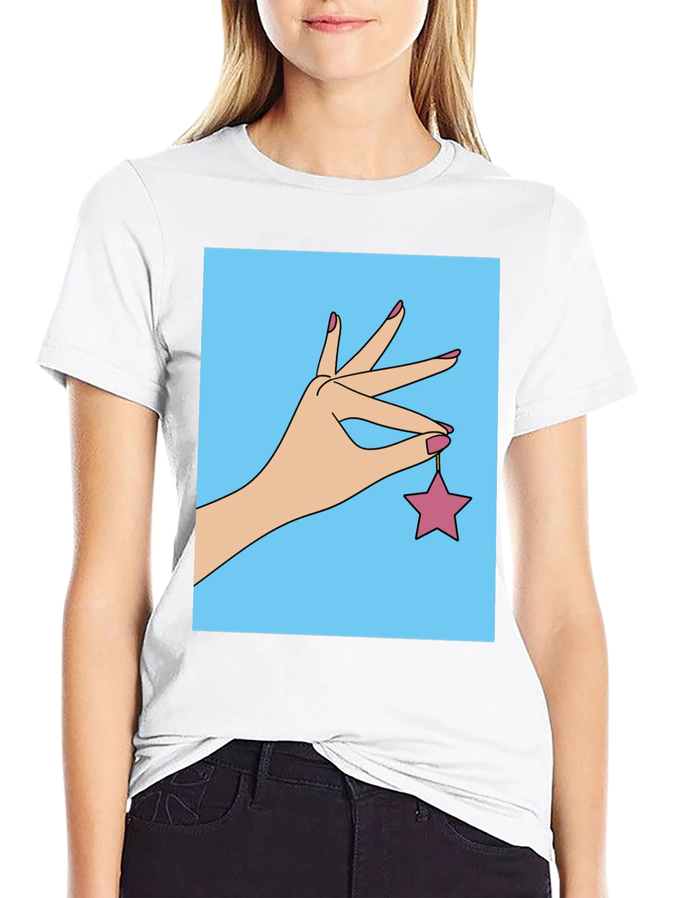 Black Hand Holding Star Graphic T-Shirt view 9