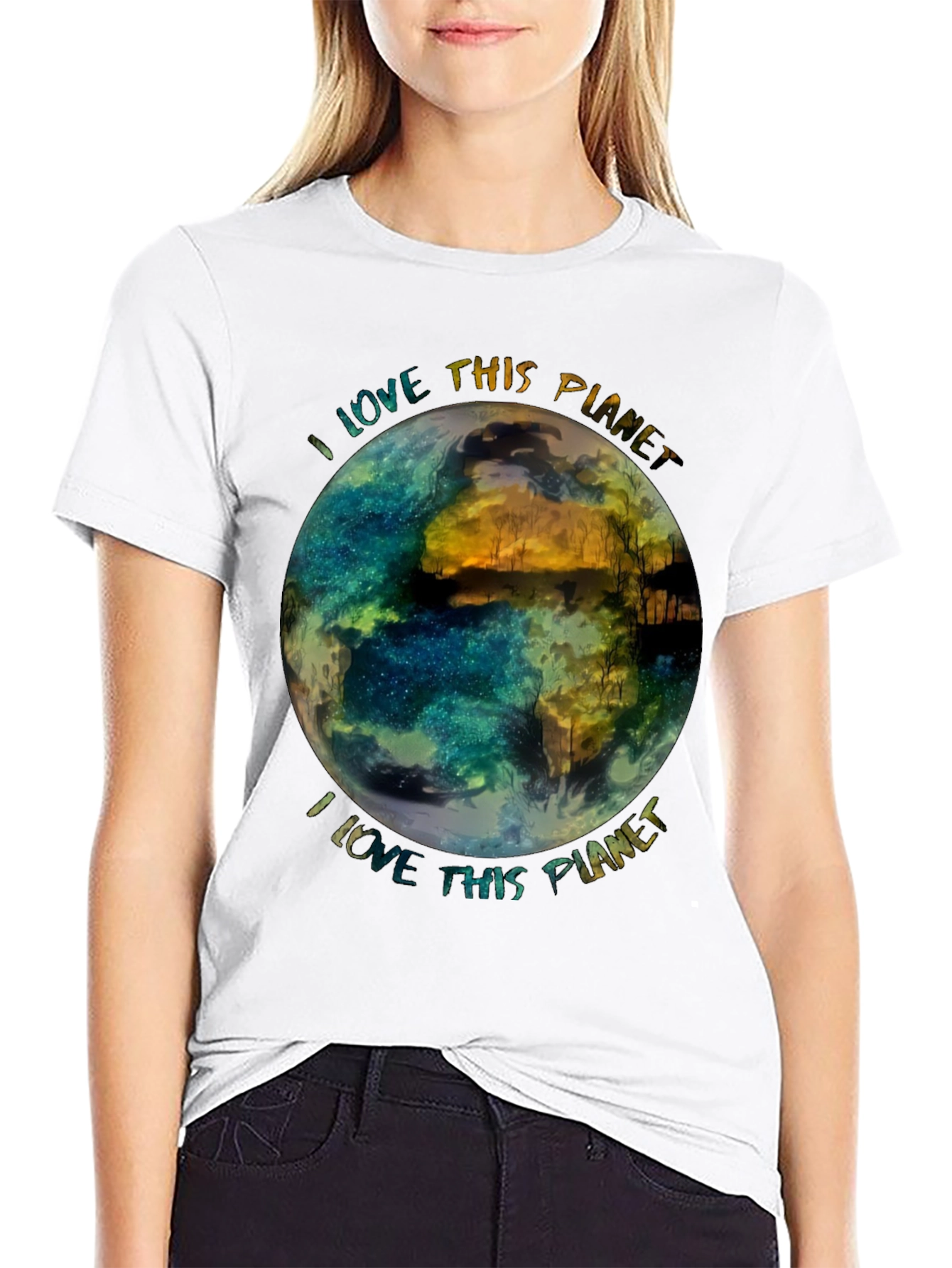 Black I Love This Planet Graphic Tee - Earth-Friendly Design view 9