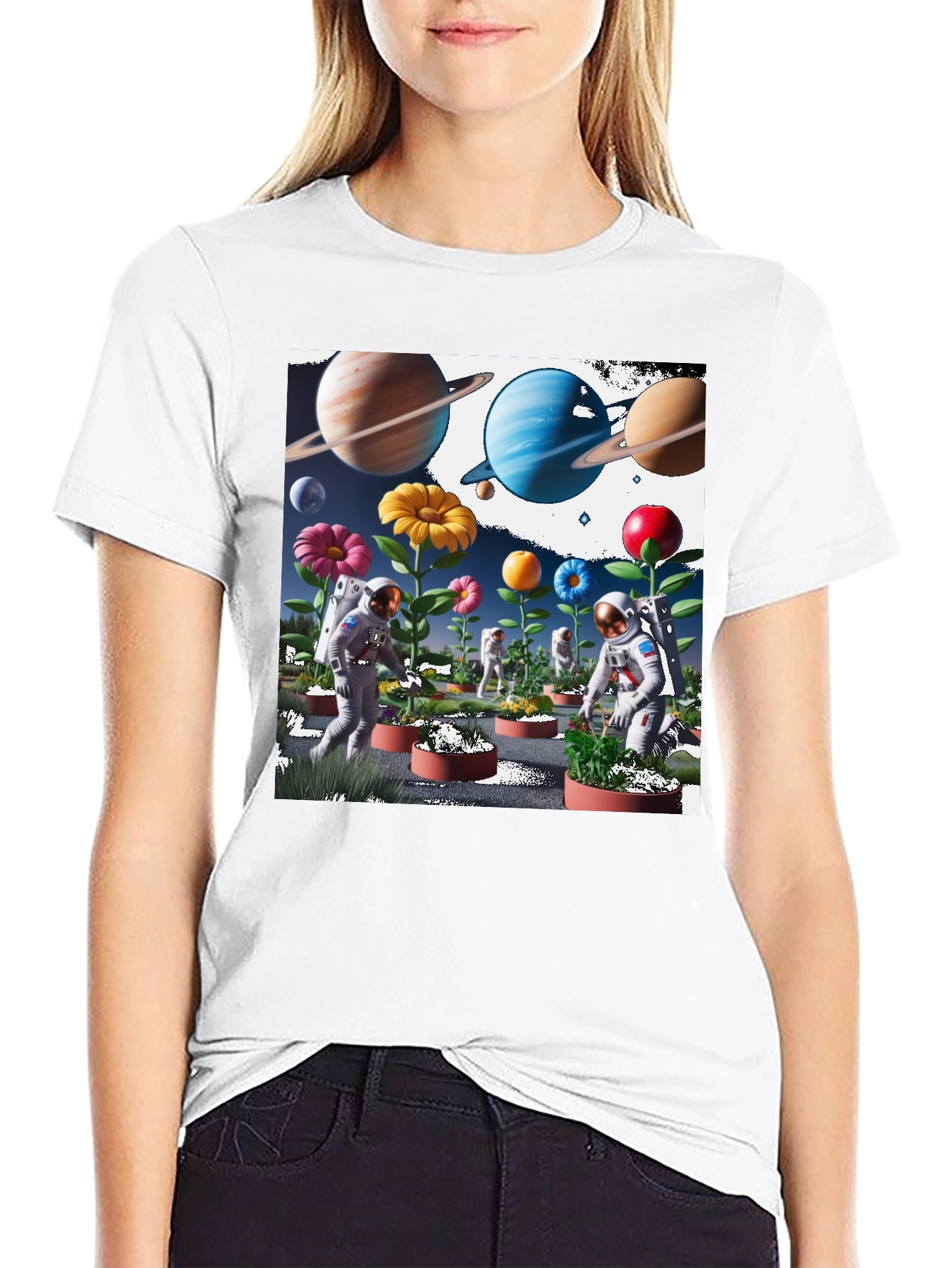 Black Astronauts Planting Flowers T-Shirt view 9