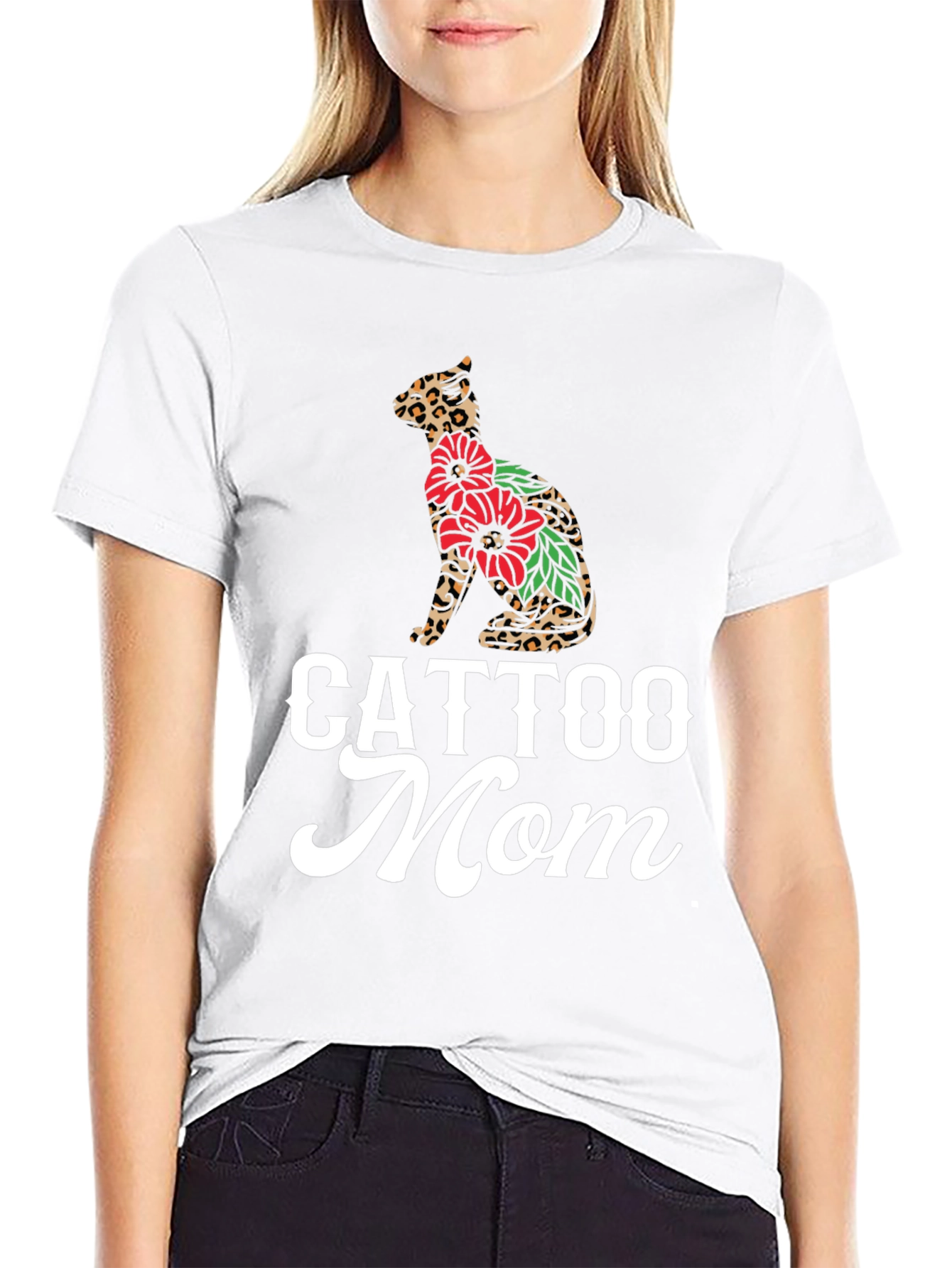 Black Cattoo Mom Graphic Tee - Cat Lover T-Shirt view 9