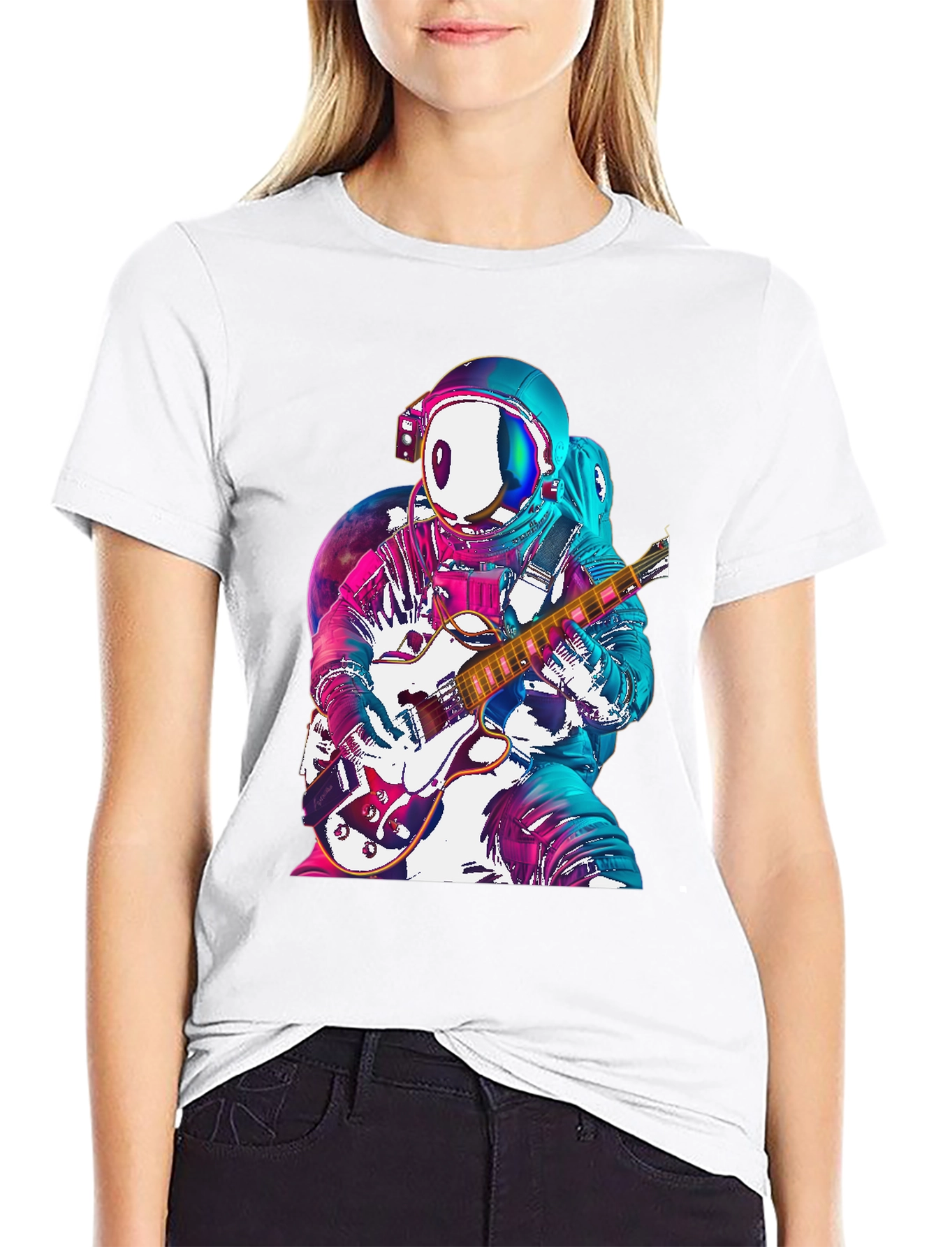 Black Astronaut Guitarist Graphic Tee - Space Rock! view 9