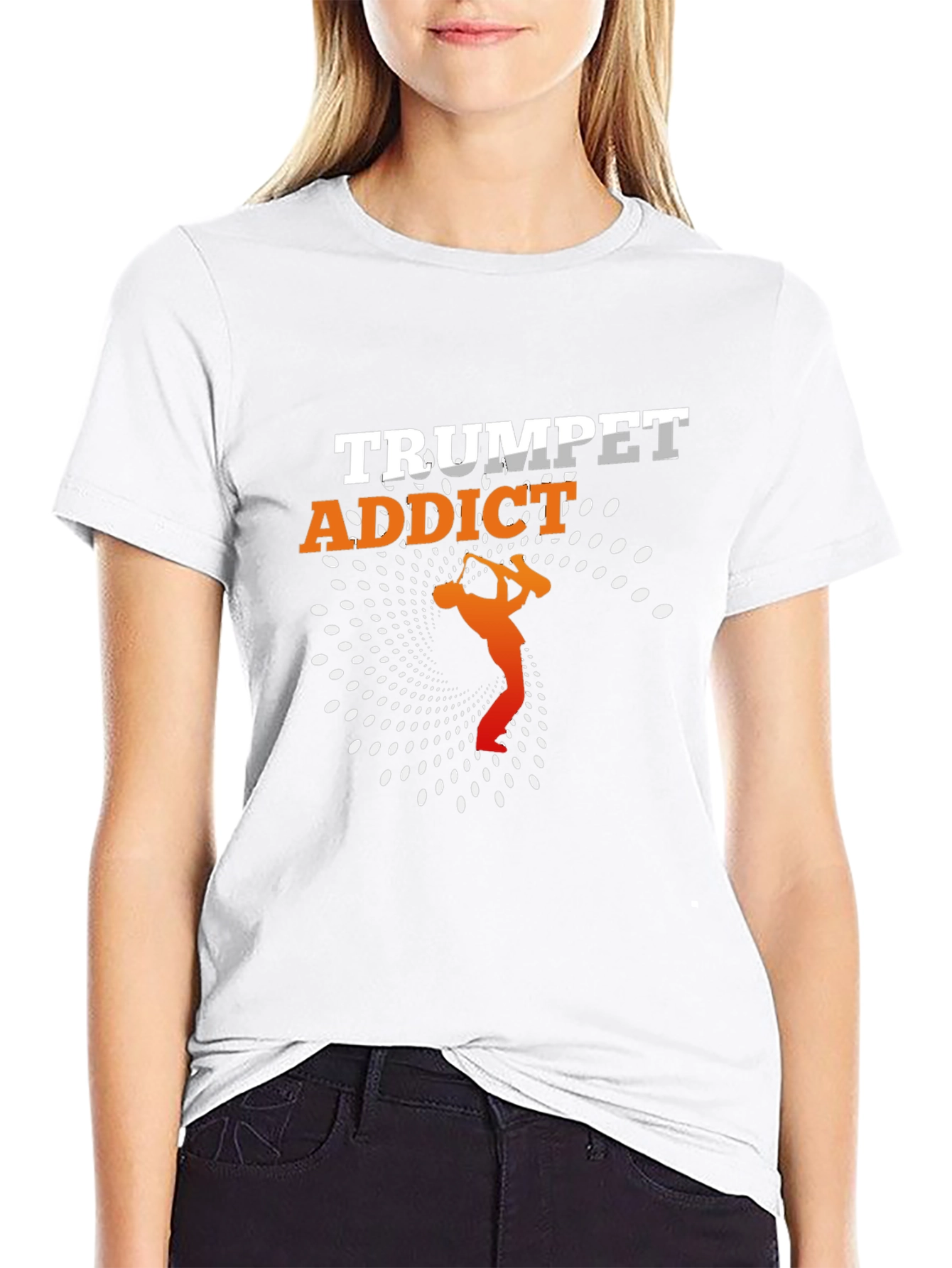 Black Trumpet Addict T-Shirt - Music Lover Gift view 9