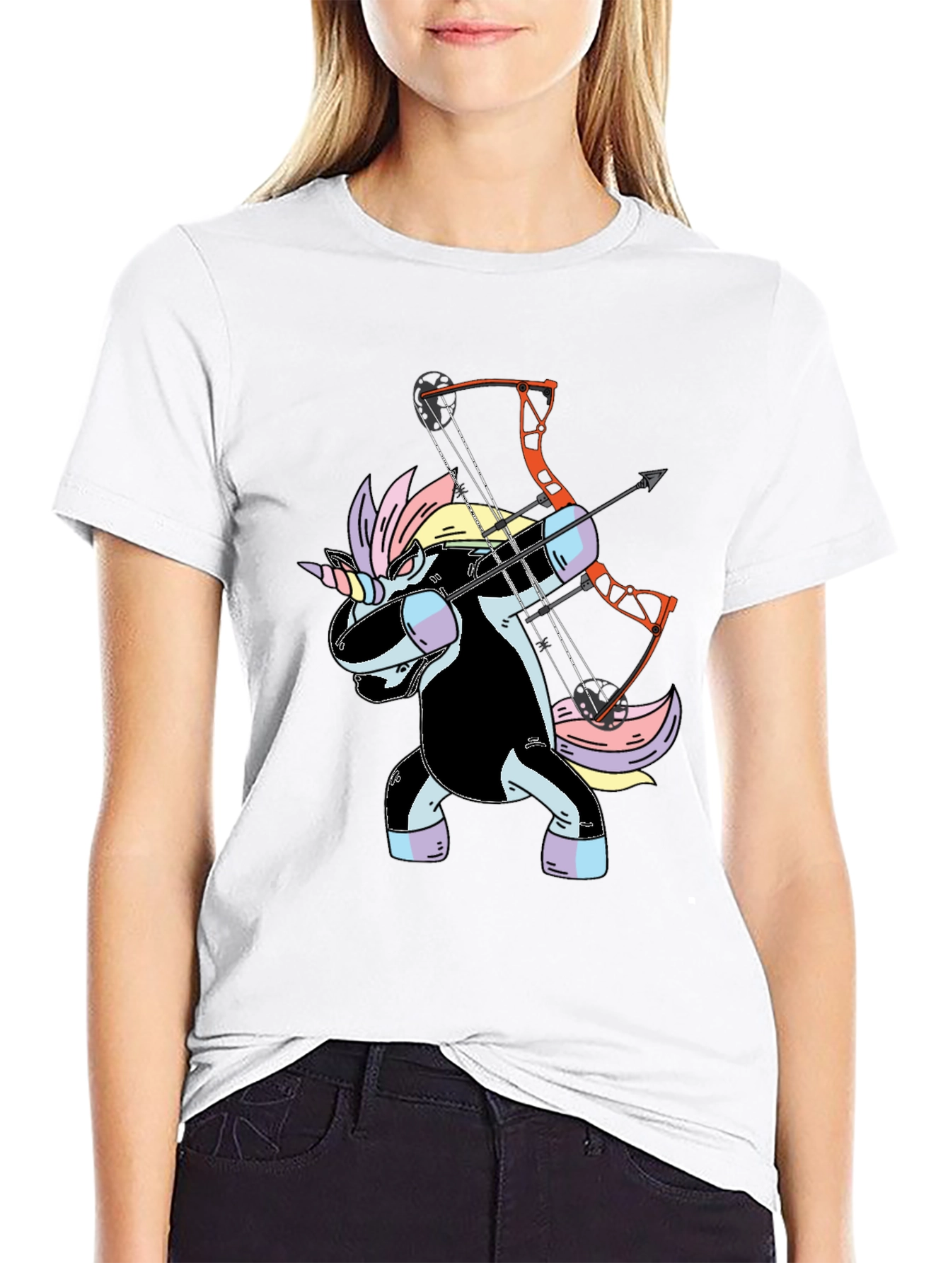 Black Unicorn Archer Graphic Tee - Black Cotton T-Shirt view 9