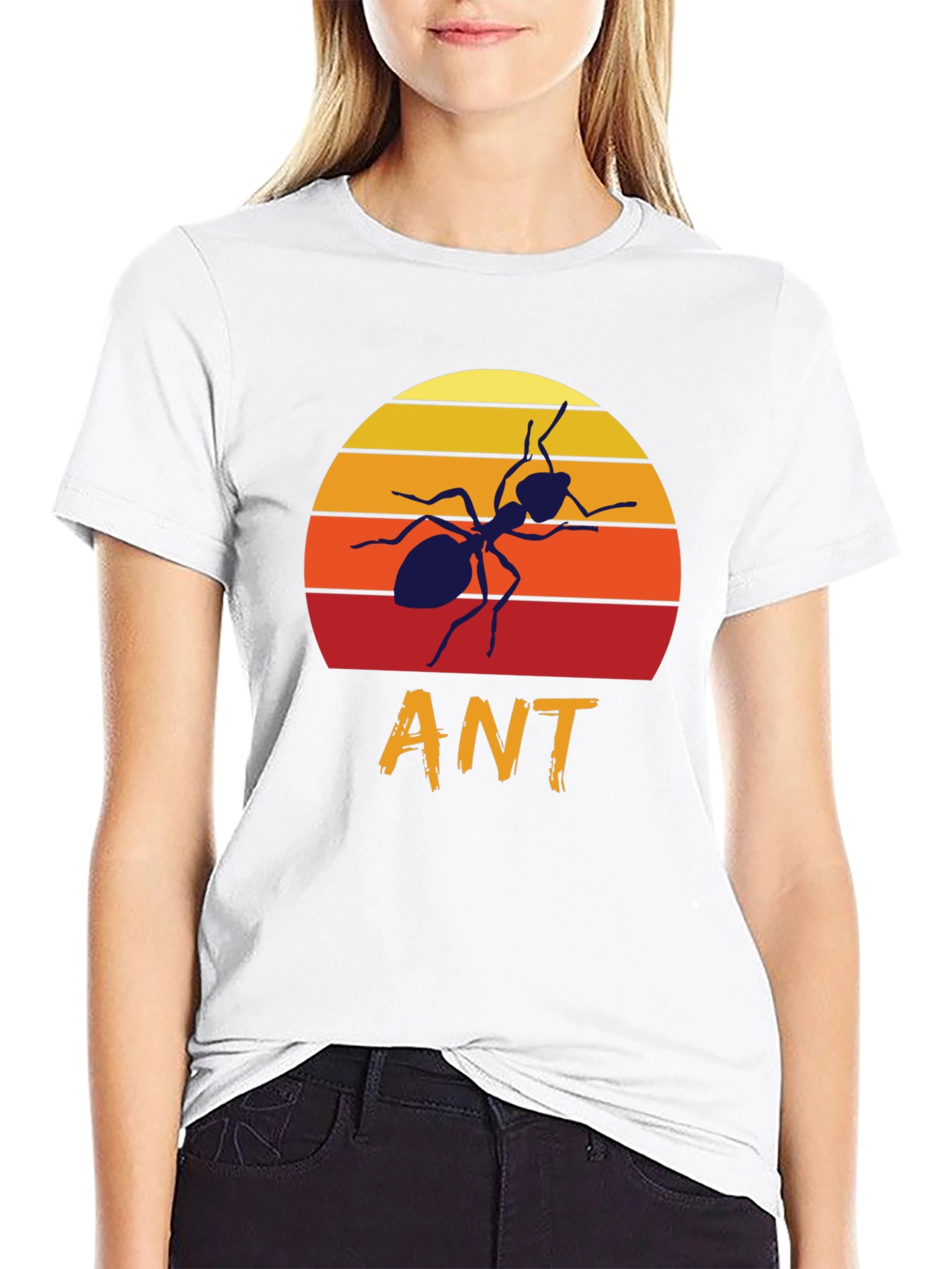 Black Retro Sunset Ant Graphic T-Shirt view 9