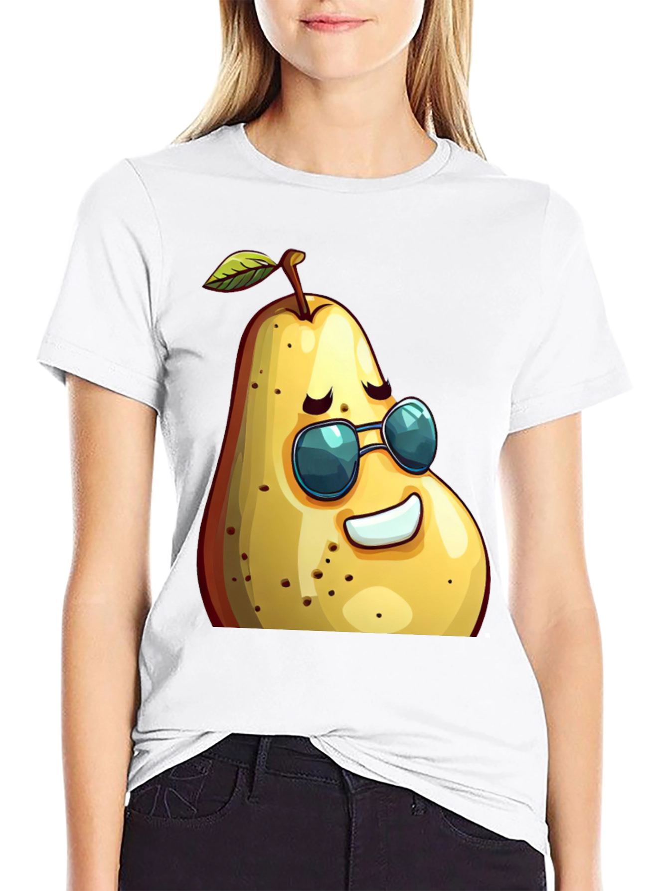 Black Cool Pear Graphic Tee - Unisex Black T-Shirt view 9