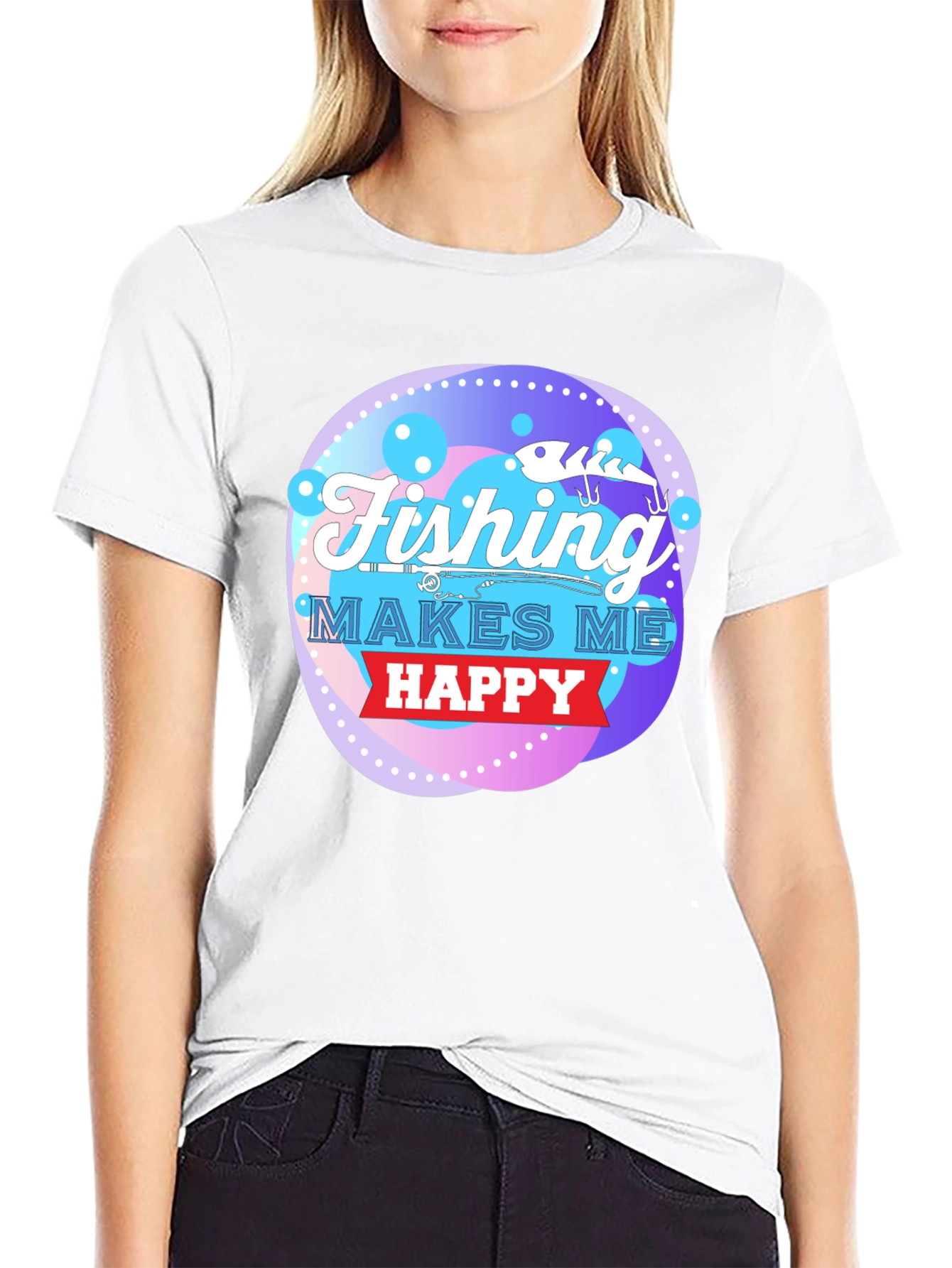 Black Fishing Makes Me Happy Graphic Tee view 9