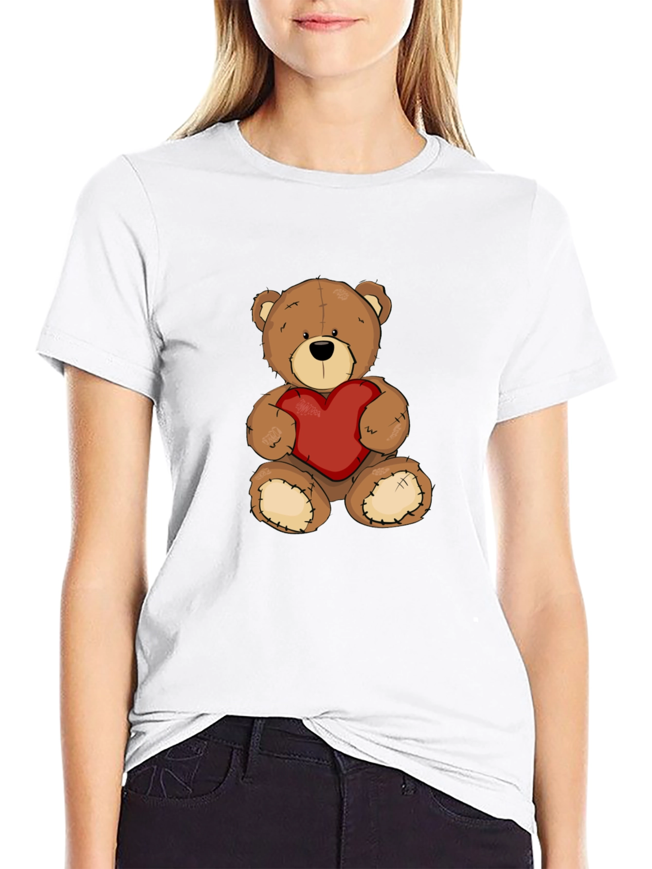 Black Teddy Bear Heart Graphic Tee - Men's Black T-Shirt view 9