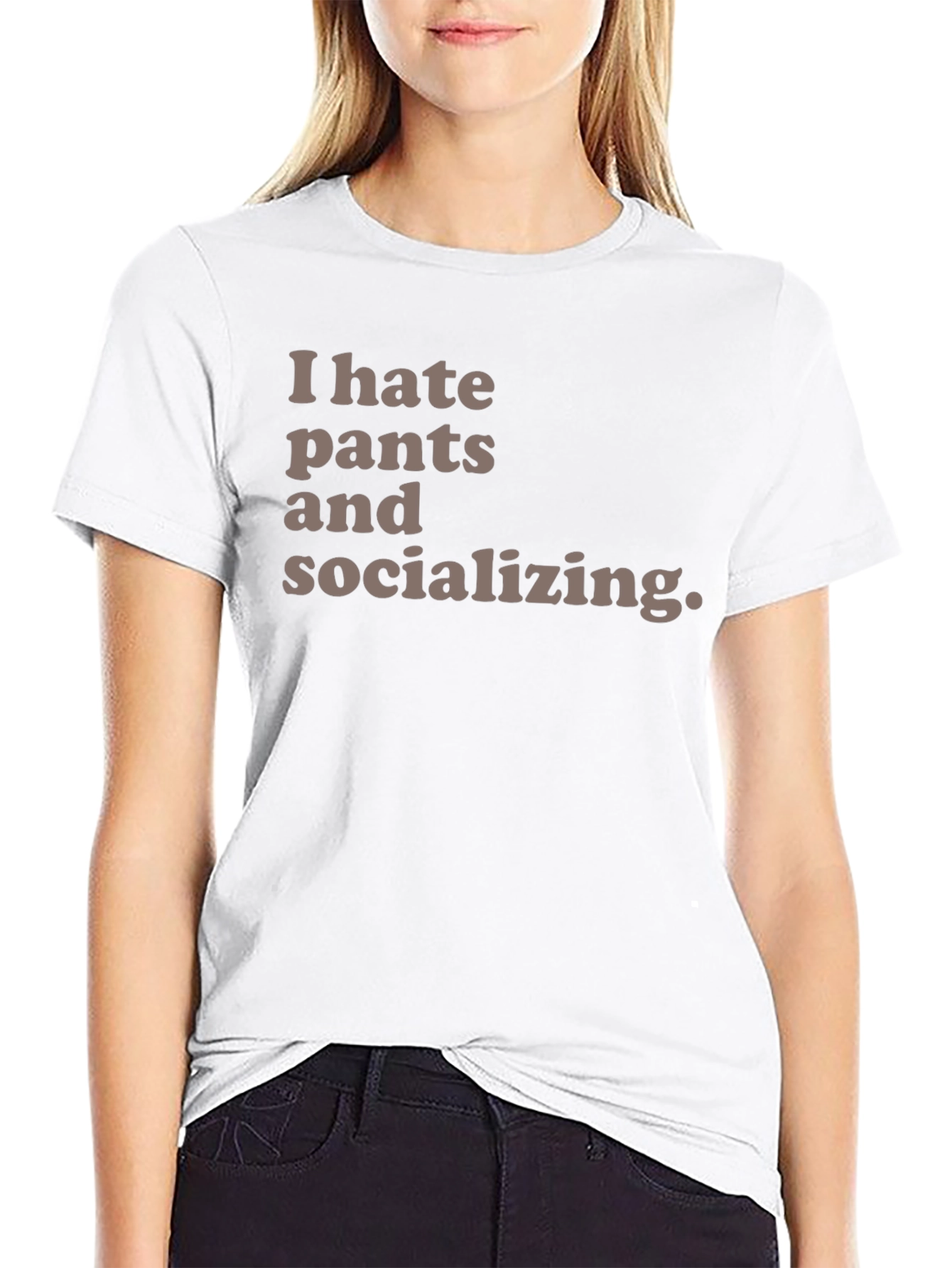Black I Hate Pants and Socializing Graphic Tee view 9