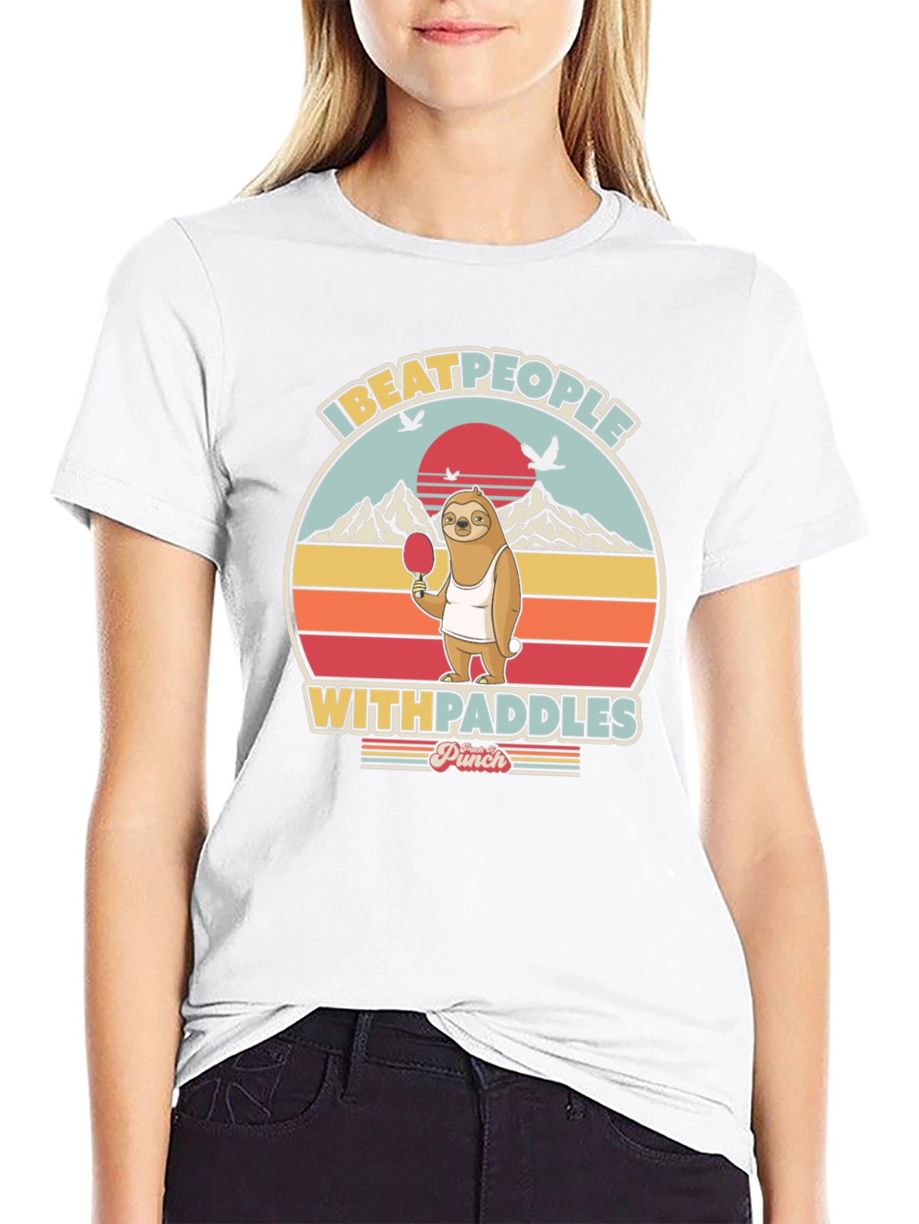 Black Sloth Table Tennis T-Shirt: I Beat People With Paddles view 9