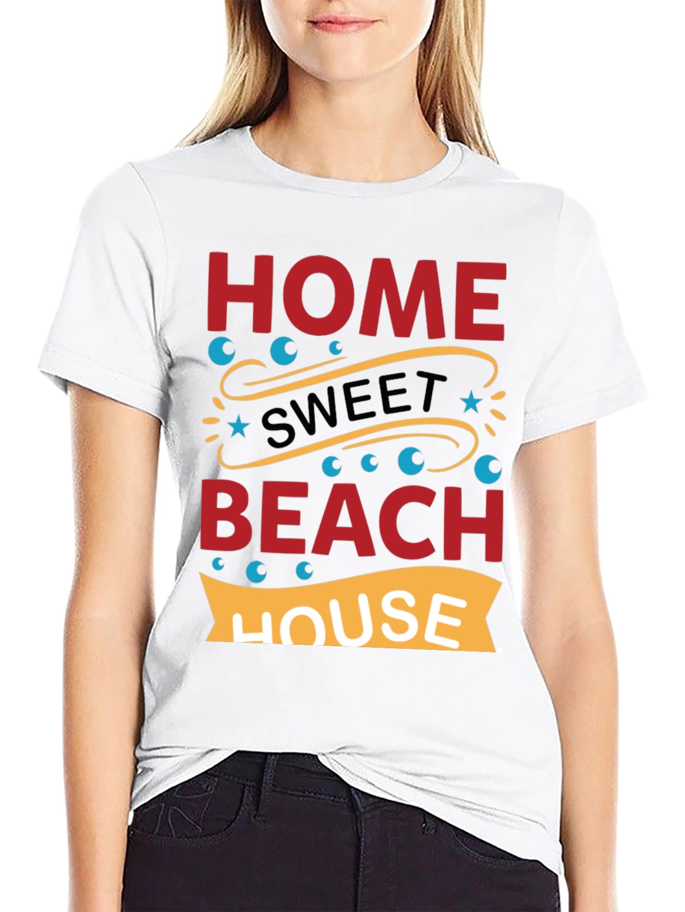 Black Home Sweet Beach House Graphic Tee view 9