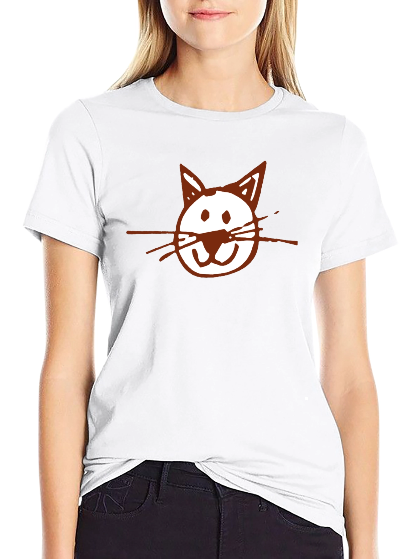 Black Cat Face Graphic T-Shirt - Casual Black Tee view 9