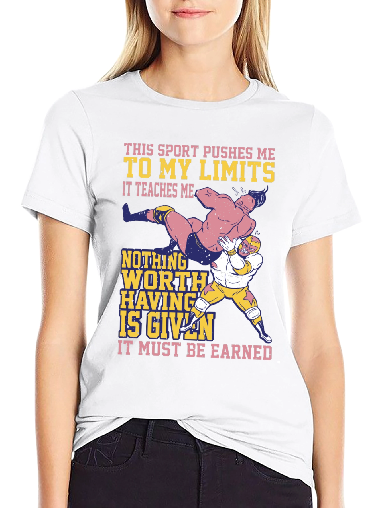 Black Wrestling Sport T-Shirt: Push Your Limits! view 9