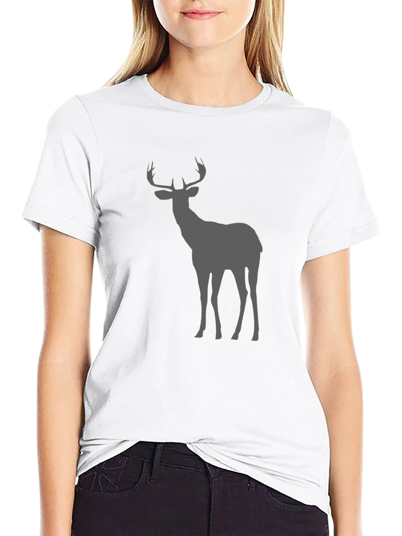 Black Men's Black Deer Graphic Tee - Nature Inspired Style view 9
