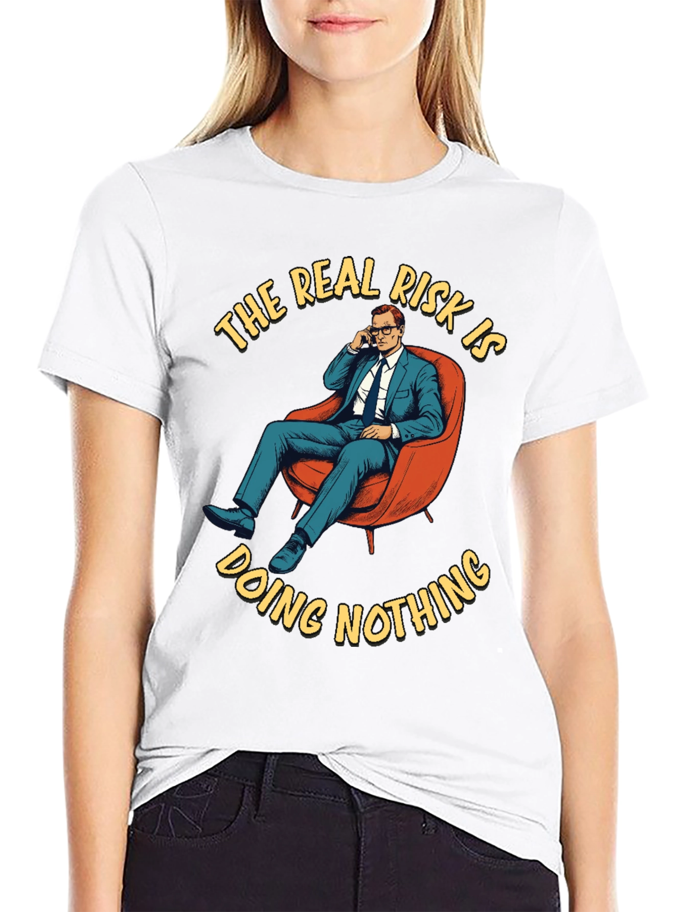 Black The Real Risk T-Shirt - Doing Nothing Graphic Tee view 9