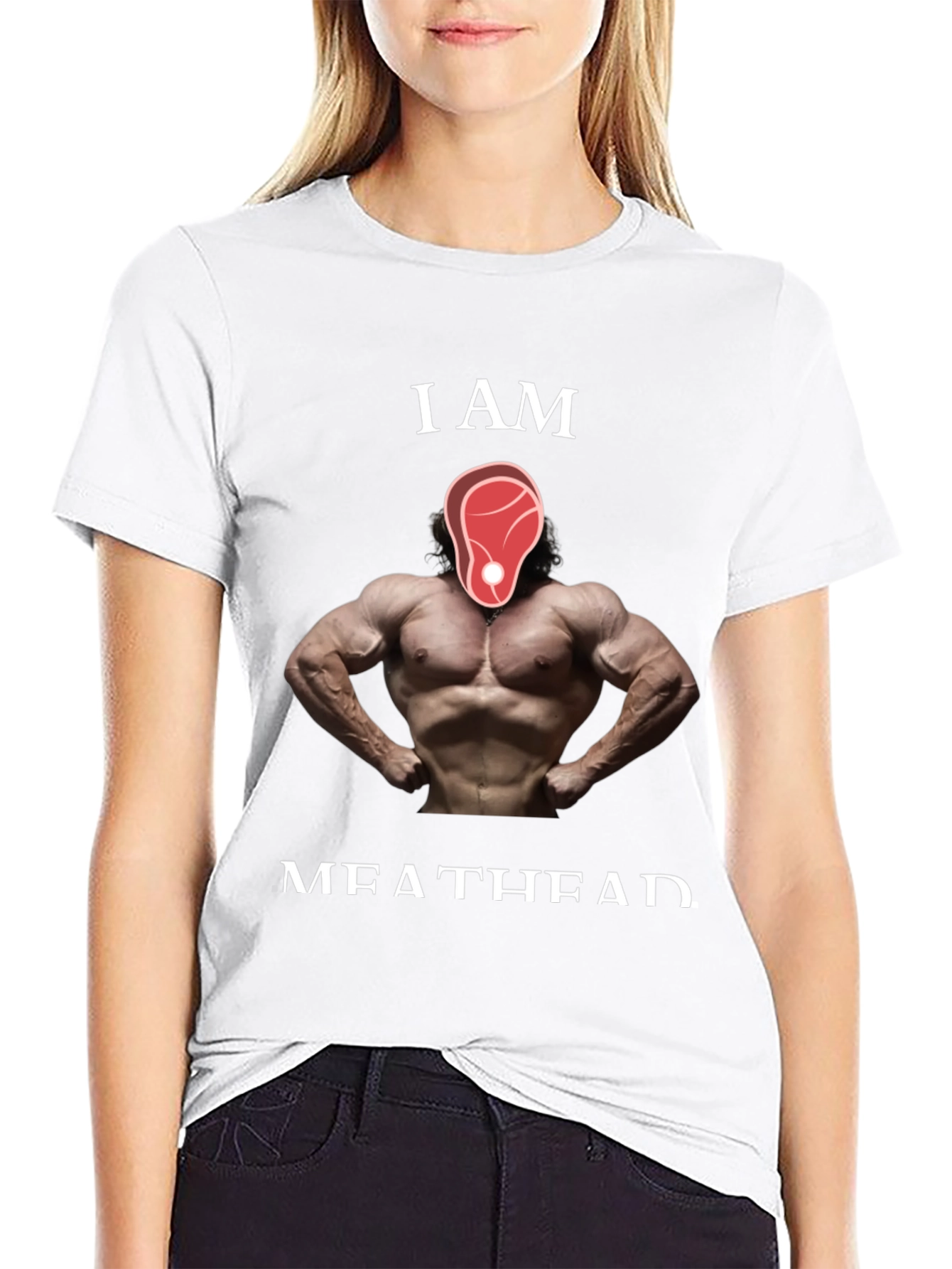 Black I AM MEATHEAD Graphic T-Shirt - Funny Muscle Tee view 9