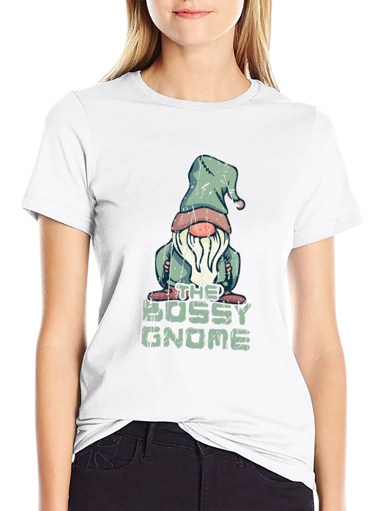 Black Bossy Gnome T-Shirt - Funny Graphic Tee view 9