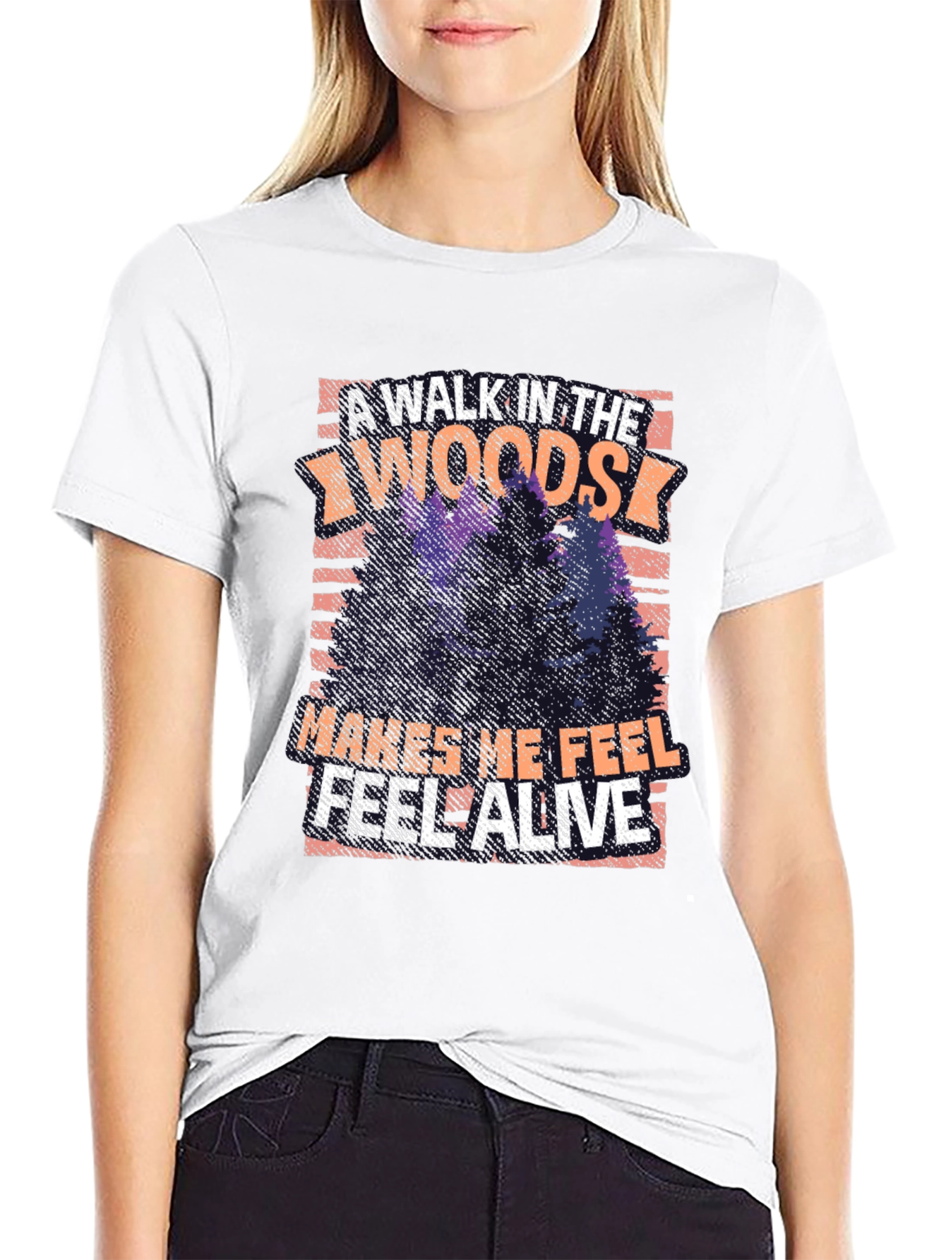 Black Nature Lover's Walk in the Woods Black T-Shirt view 9