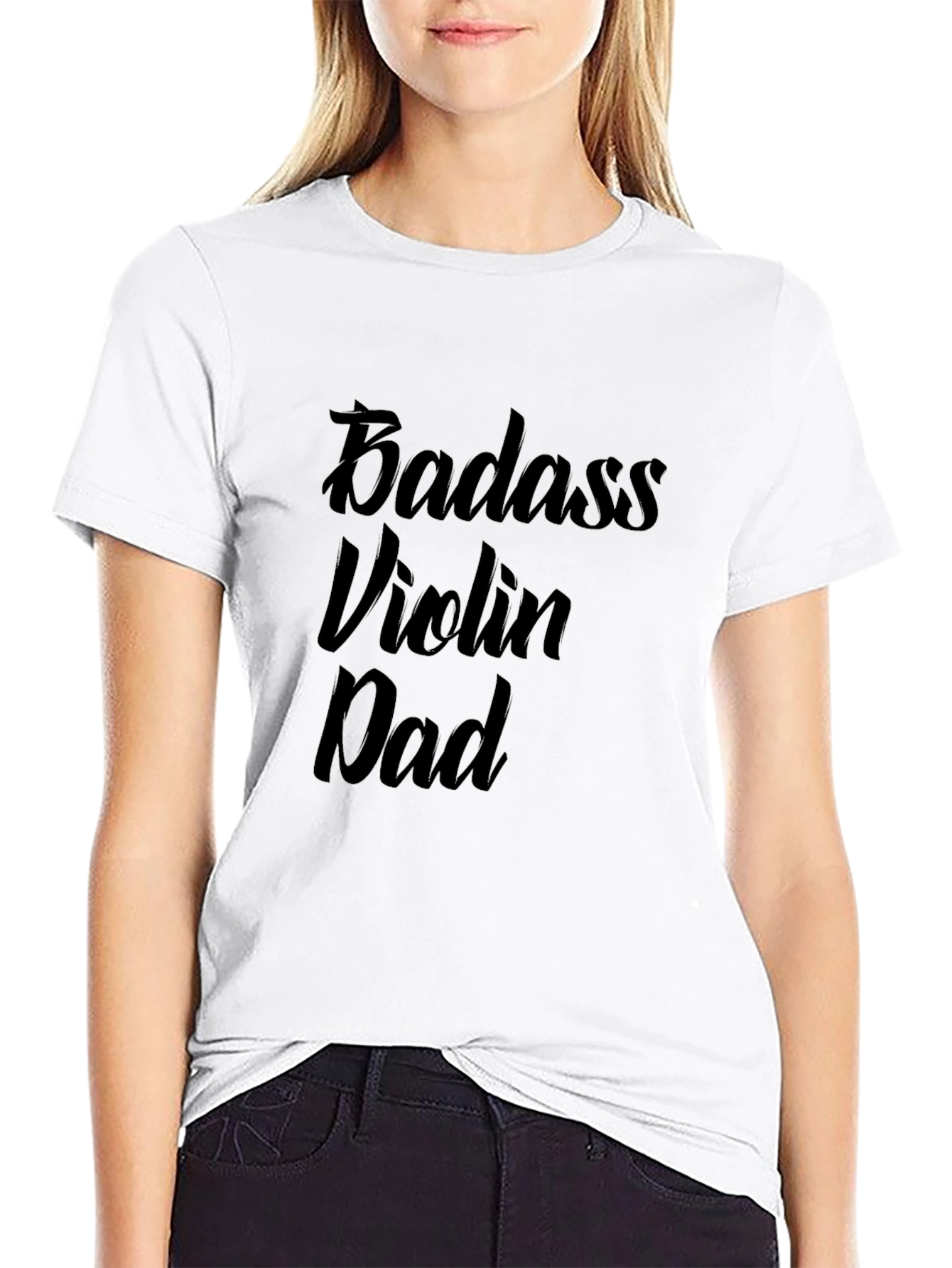Black Badass Violin Dad Graphic Tee - Black view 9