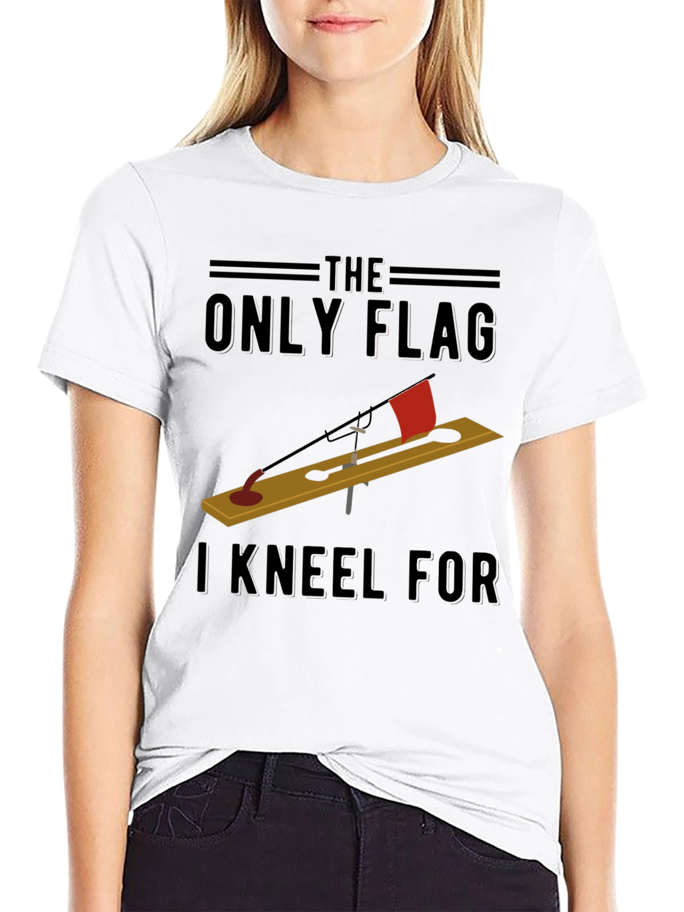 Black The Only Flag I Kneel For T-Shirt - Ice Fishing view 9