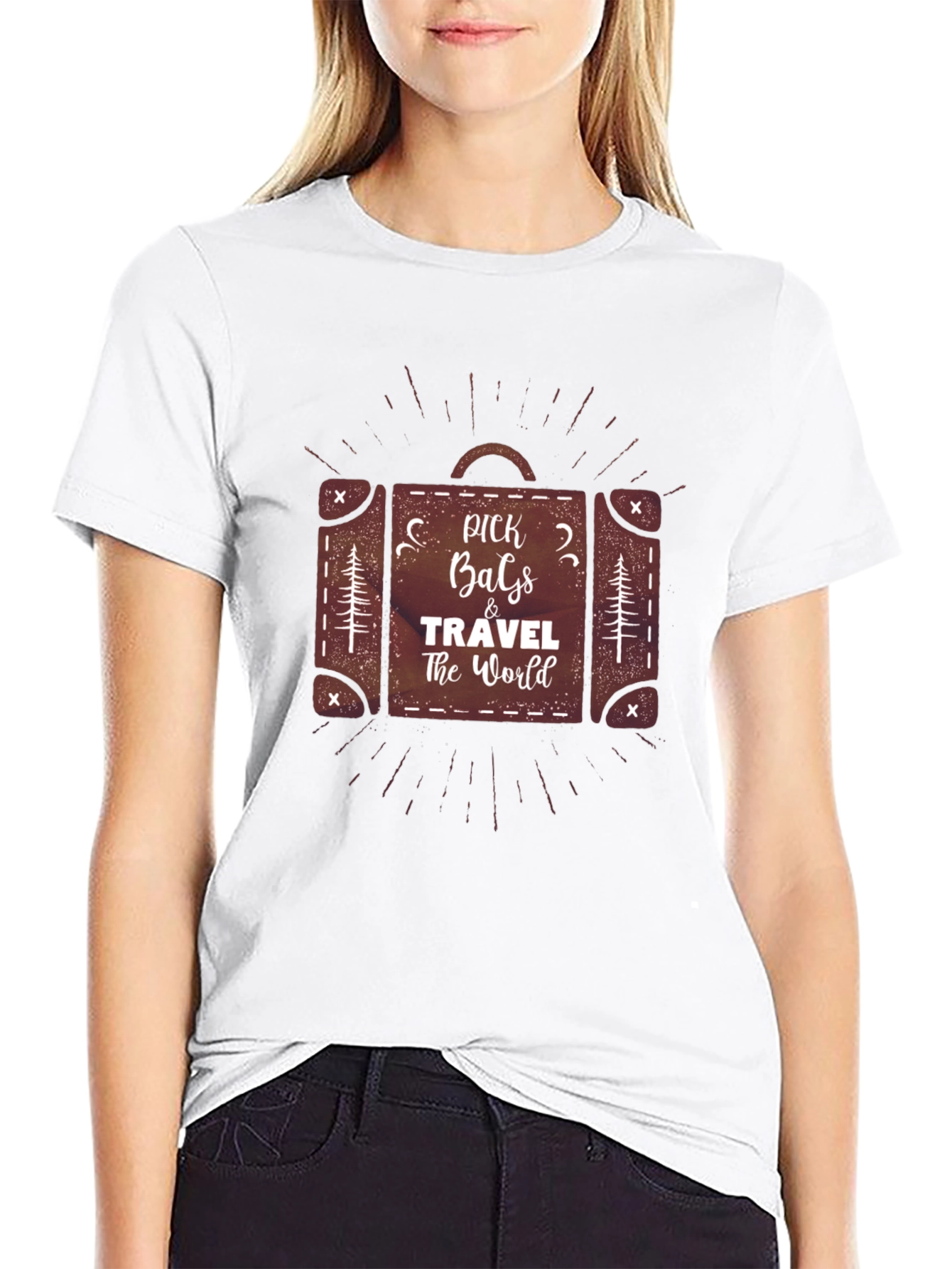 Black Pick Bags & Travel the World Black Graphic Tee view 9
