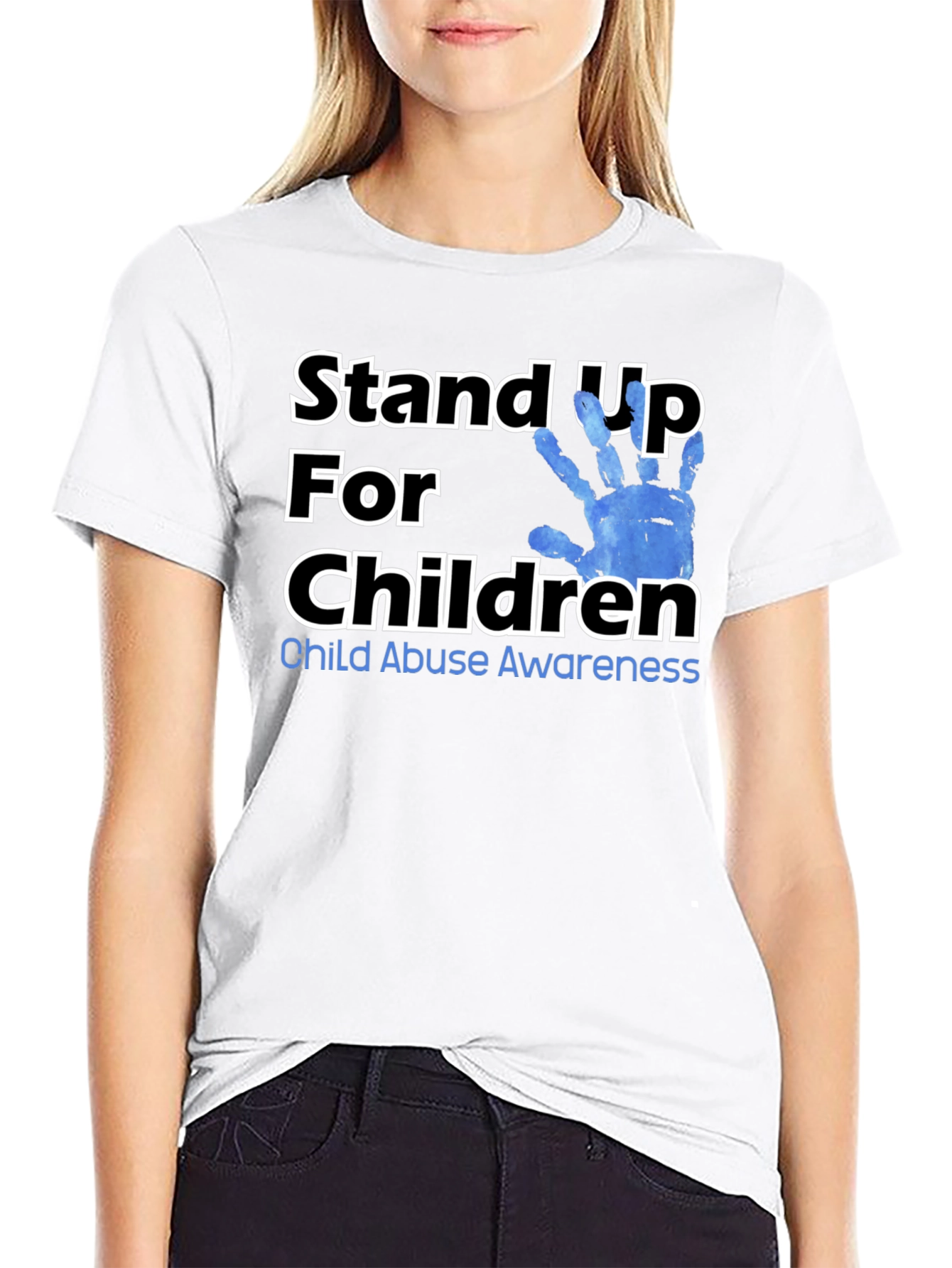 Black Stand Up For Children Awareness T-Shirt view 9