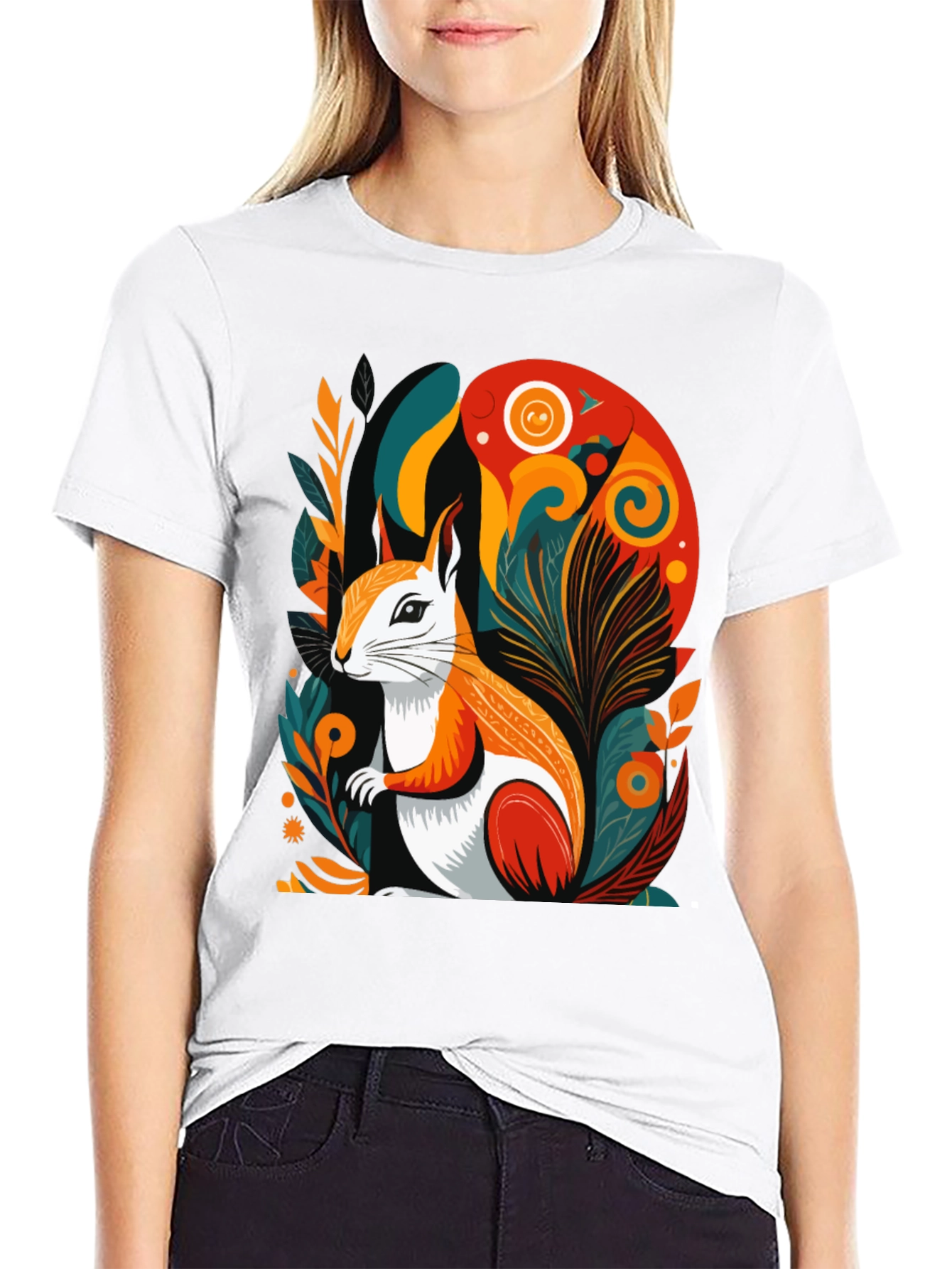 Black Squirrel Art Graphic Tee - Modern Style view 9