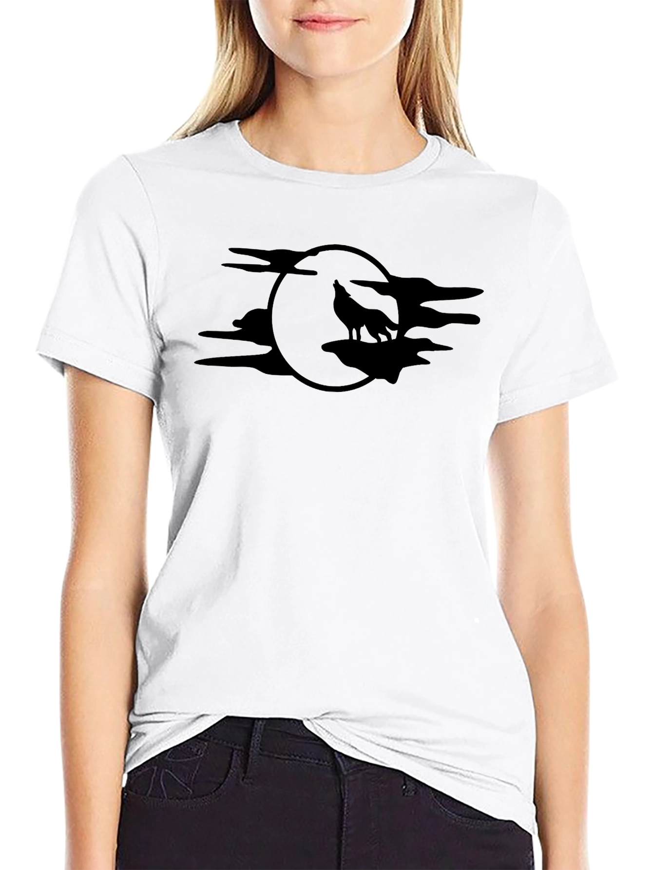 Black Men's Black Wolf Moon Graphic Tee view 9