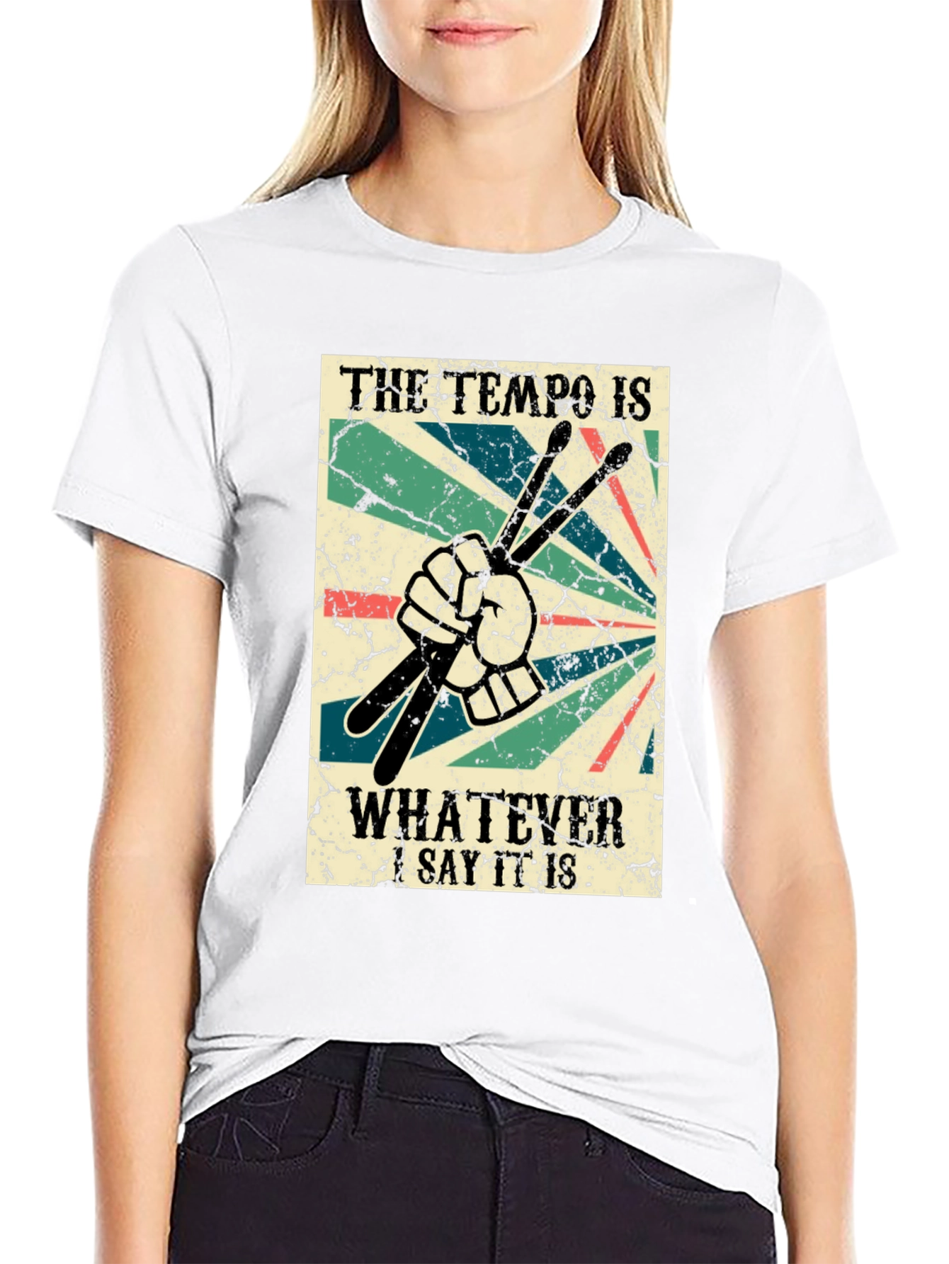 Black The Tempo is Whatever I Say It Is Drummer T-Shirt view 9