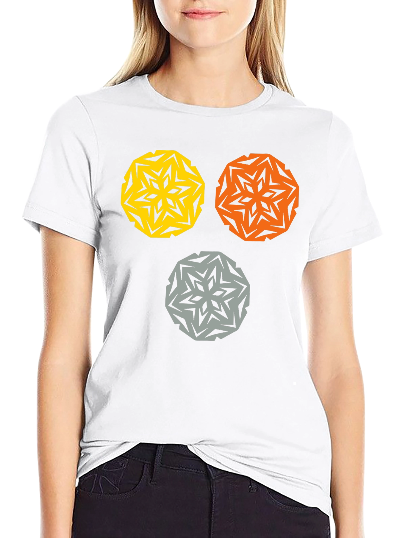 Black Geometric Mandala Graphic Tee - Stylish Cotton Blend view 9
