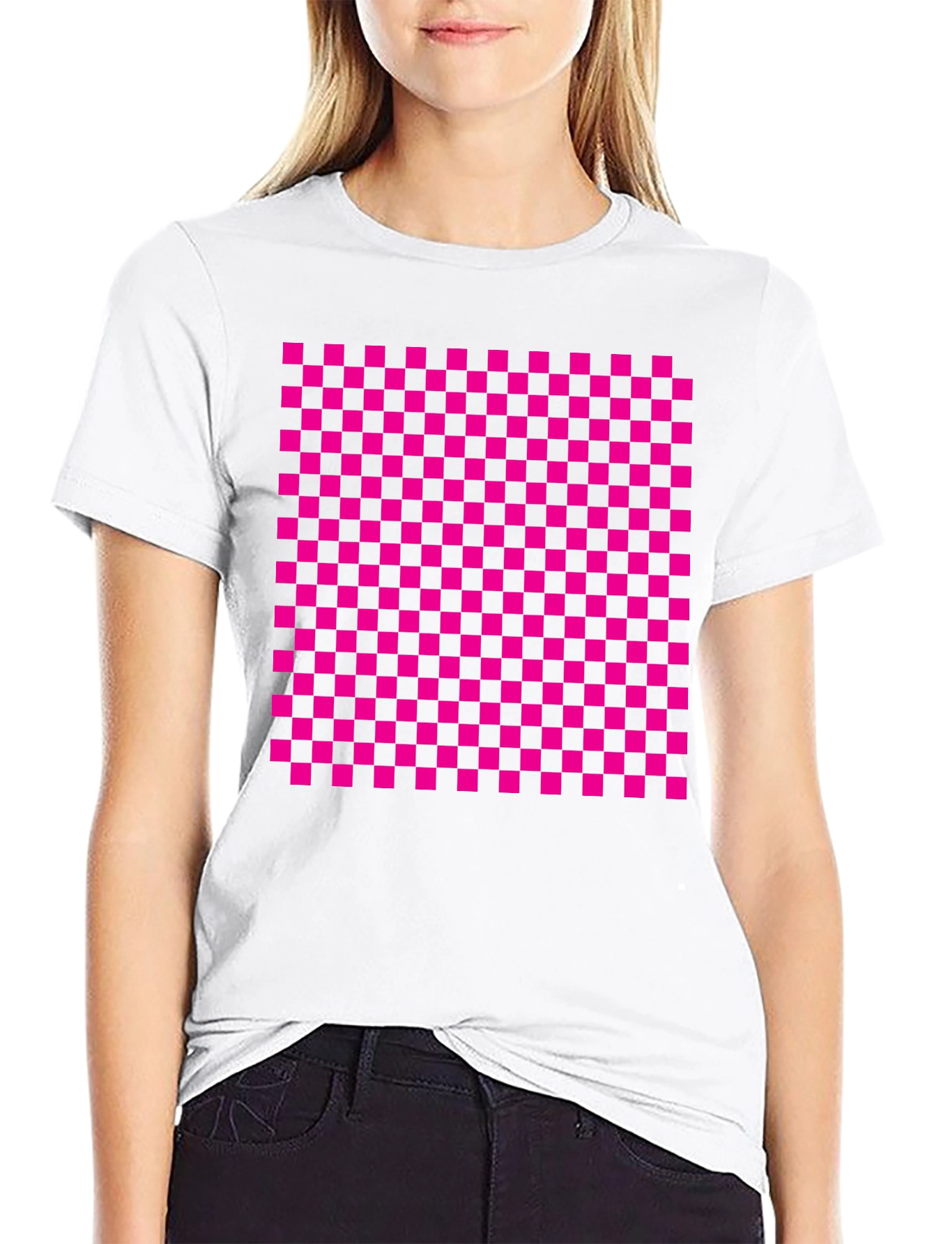 Black Checkerboard Graphic Tee - Retro Style view 9