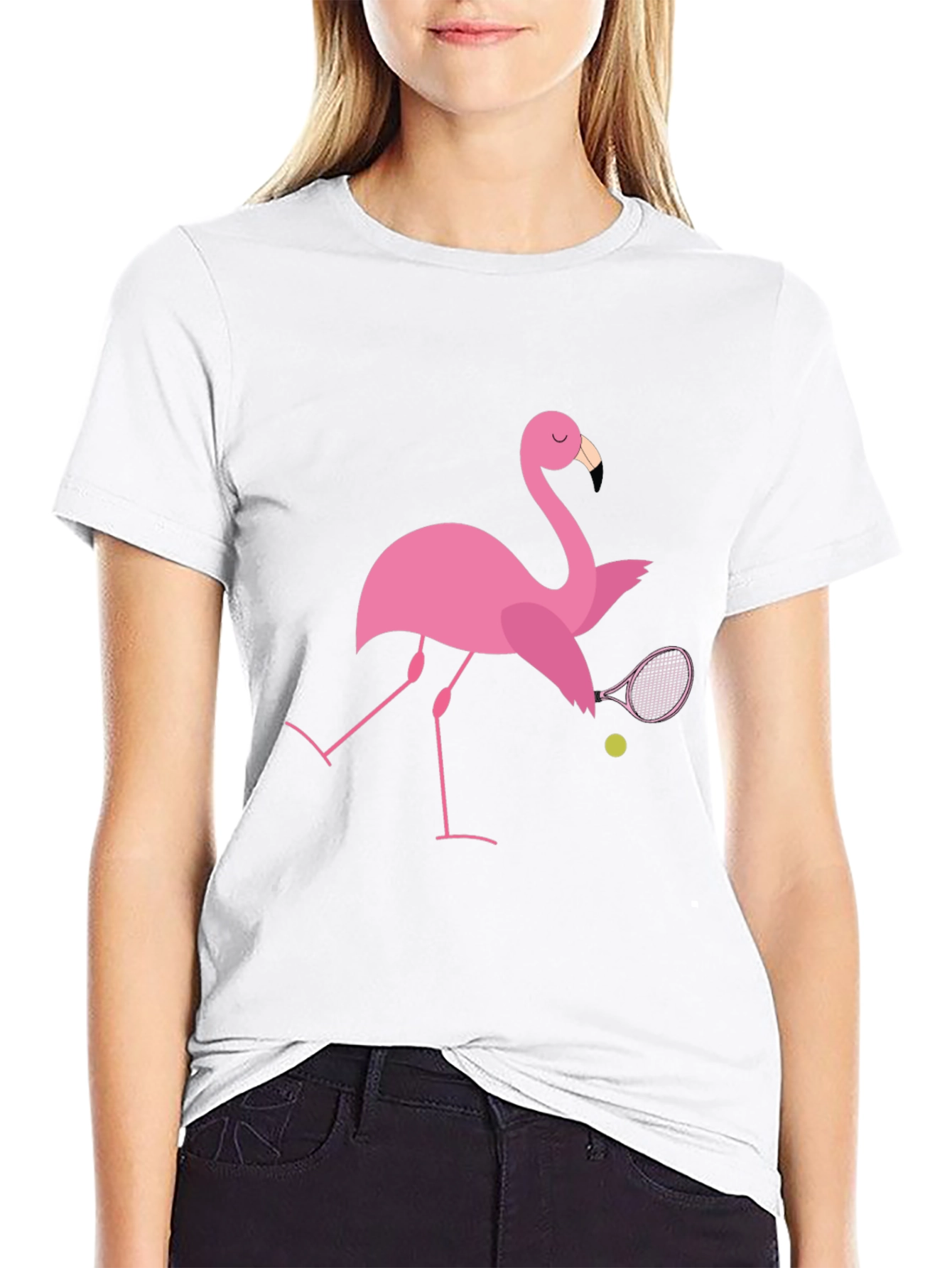 Black Flamingo Tennis T-Shirt: Quirky Design, Premium Comfort view 9