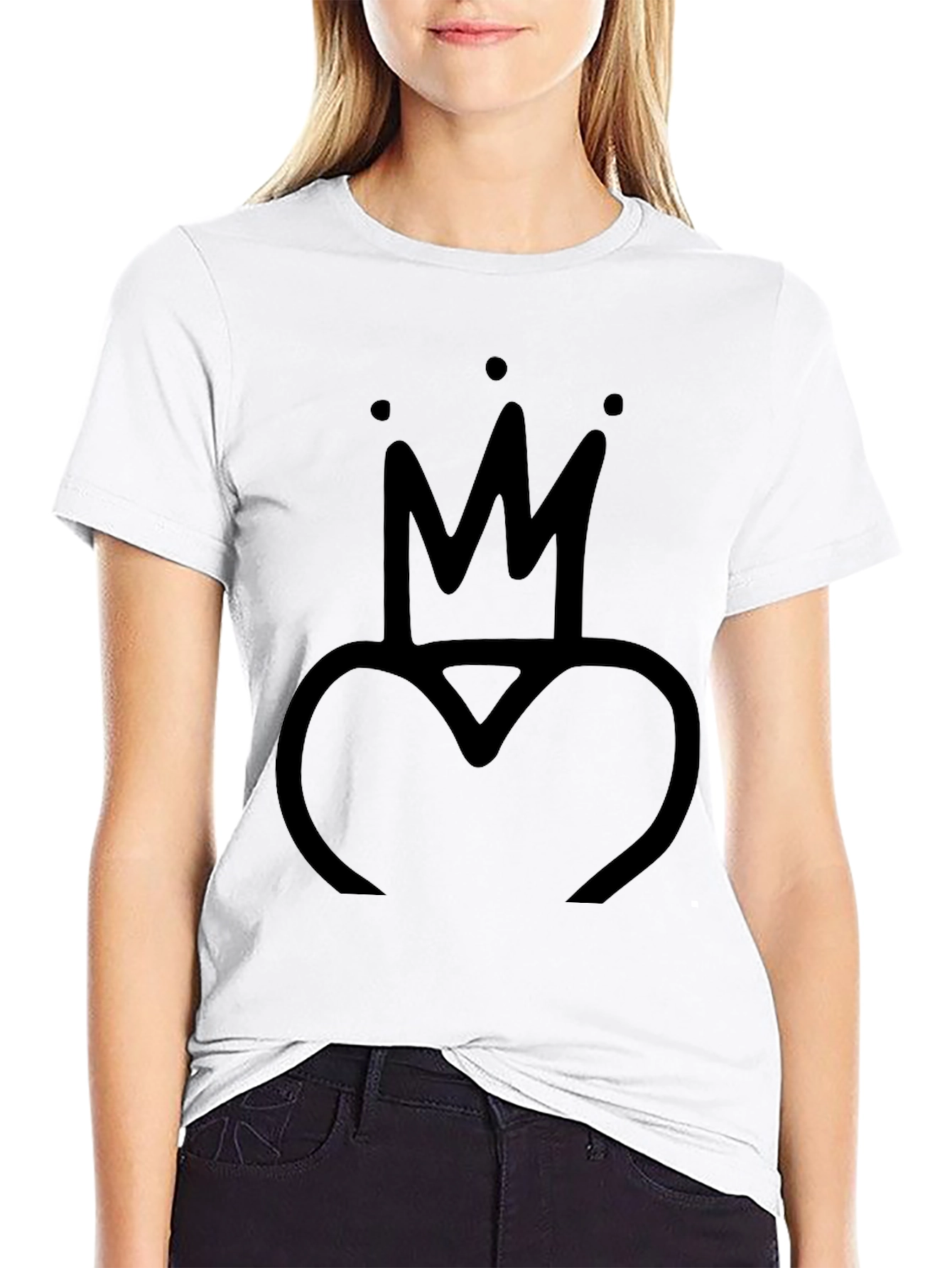 Black Crown Heart Graphic Tee - Black view 9