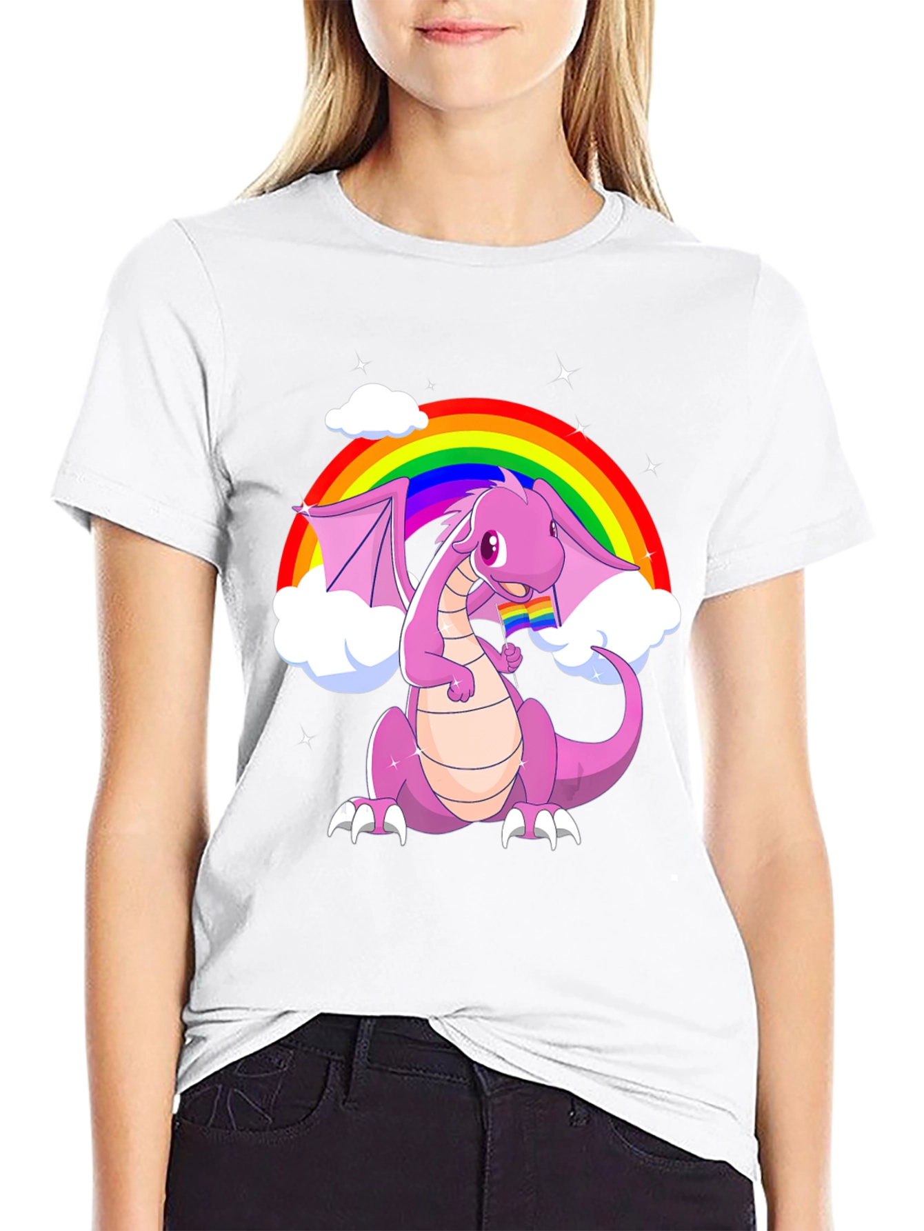 Black Rainbow Dragon Pride T-Shirt view 9
