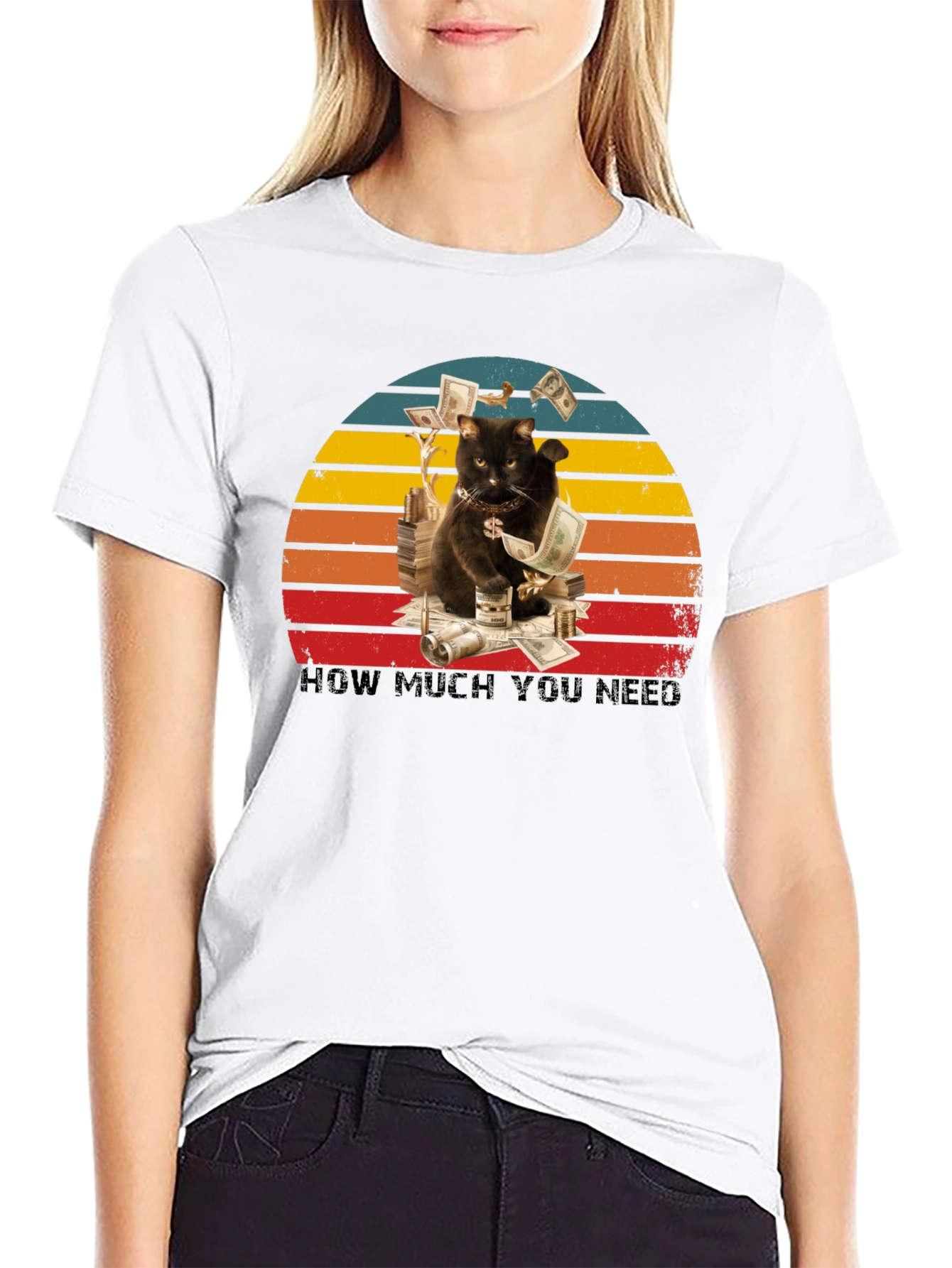 Black Money Cat Graphic Tee - How Much You Need view 9