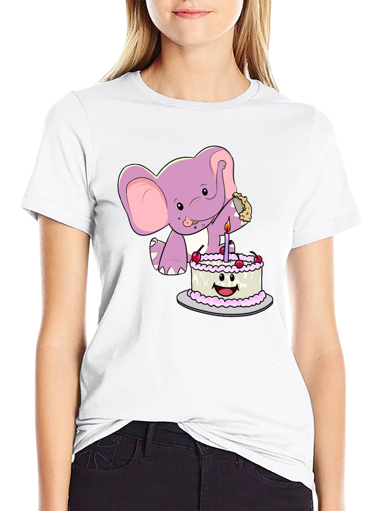 Black Elephant Birthday Cake T-Shirt view 9