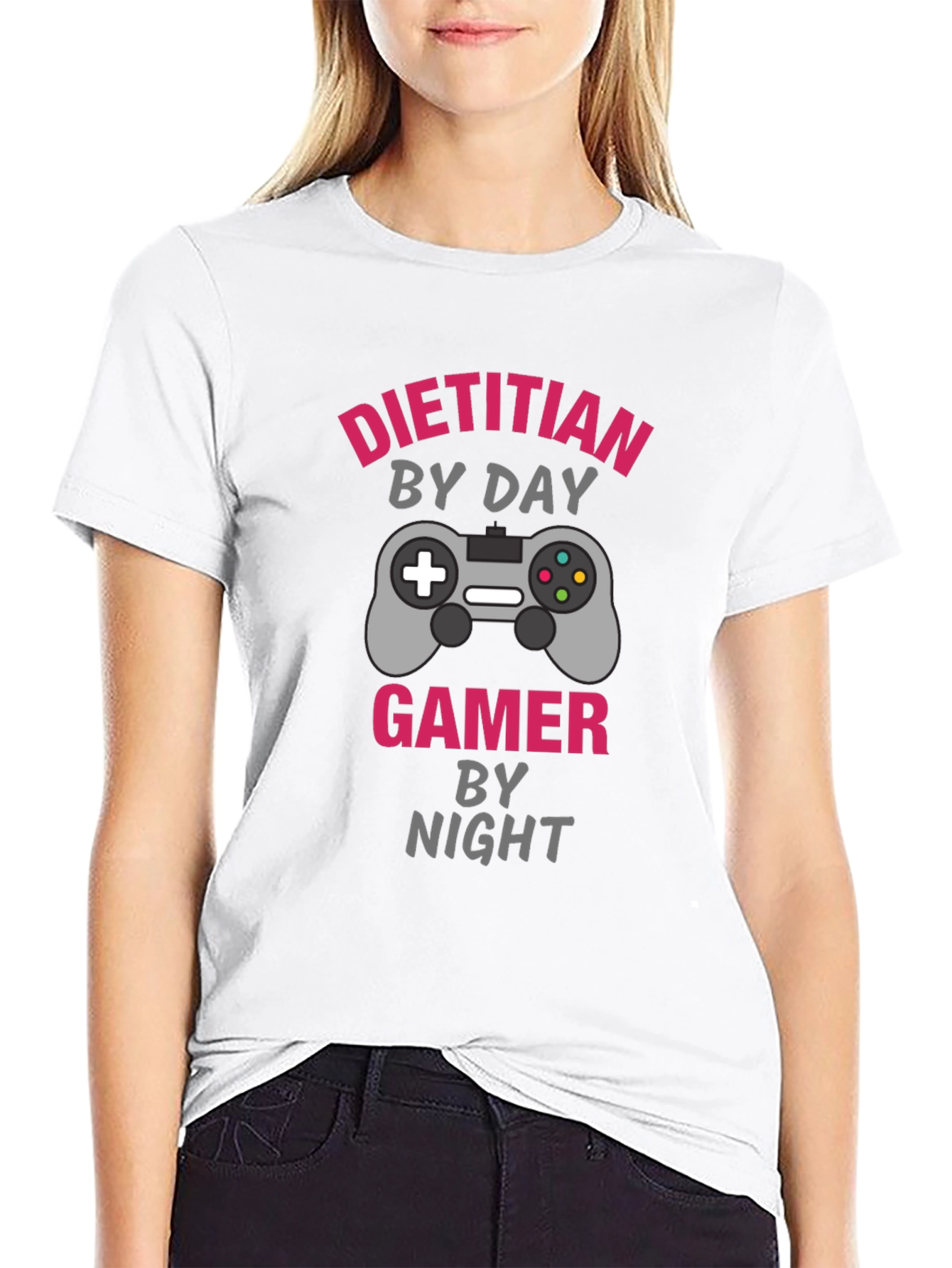 Black Dietitian by Day Gamer by Night Graphic T-Shirt view 9