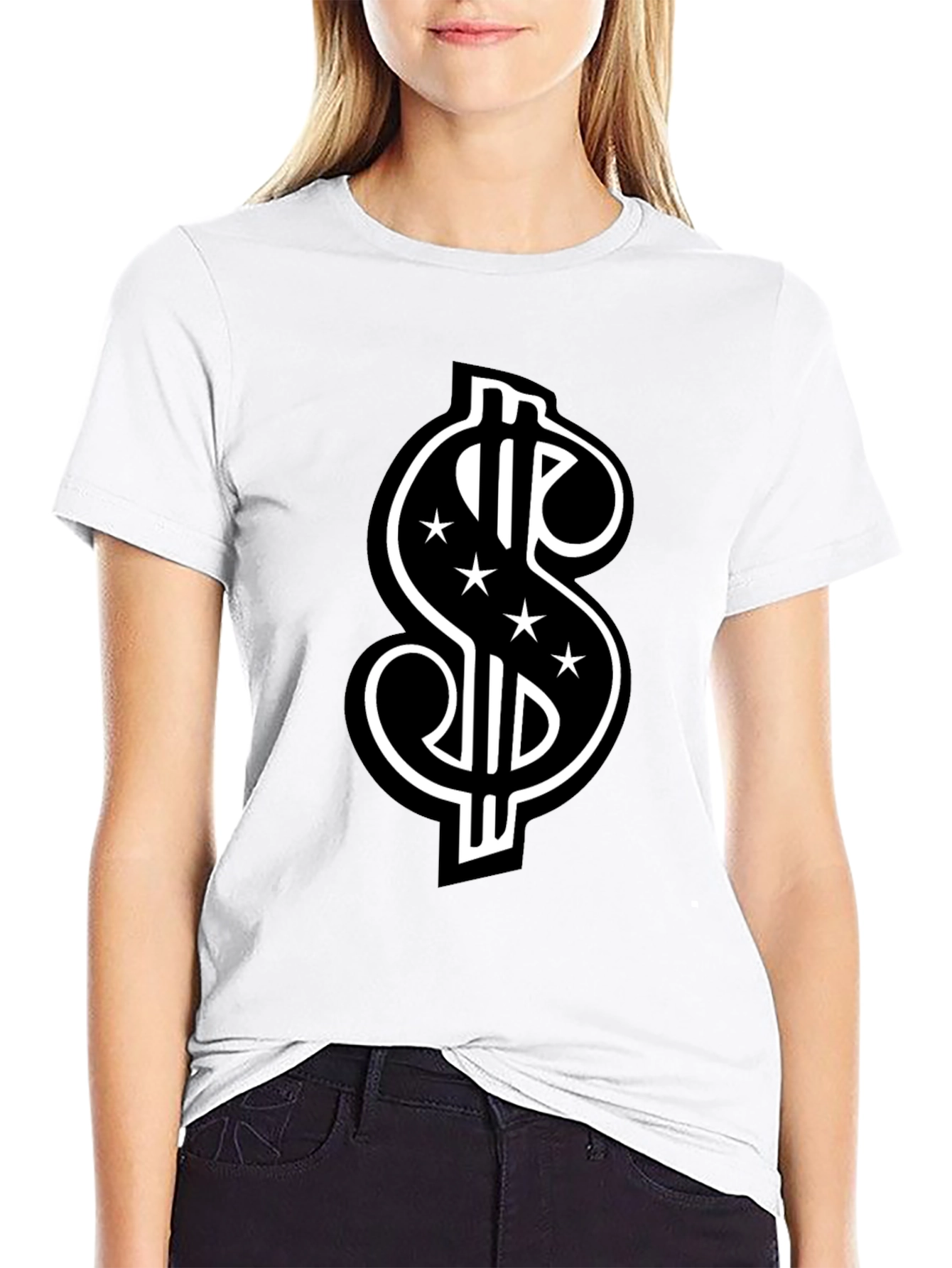 Black Dollar Sign Graphic Tee view 9