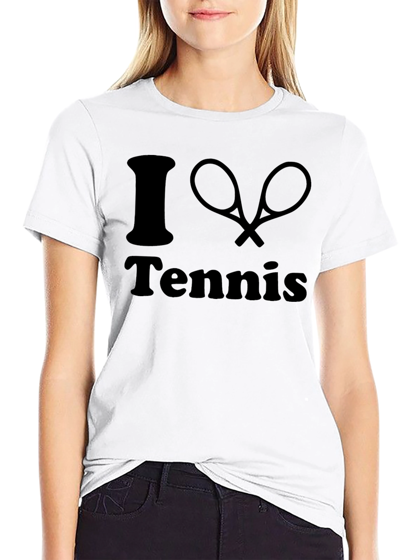 Black I Love Tennis Graphic T-Shirt - Black view 9