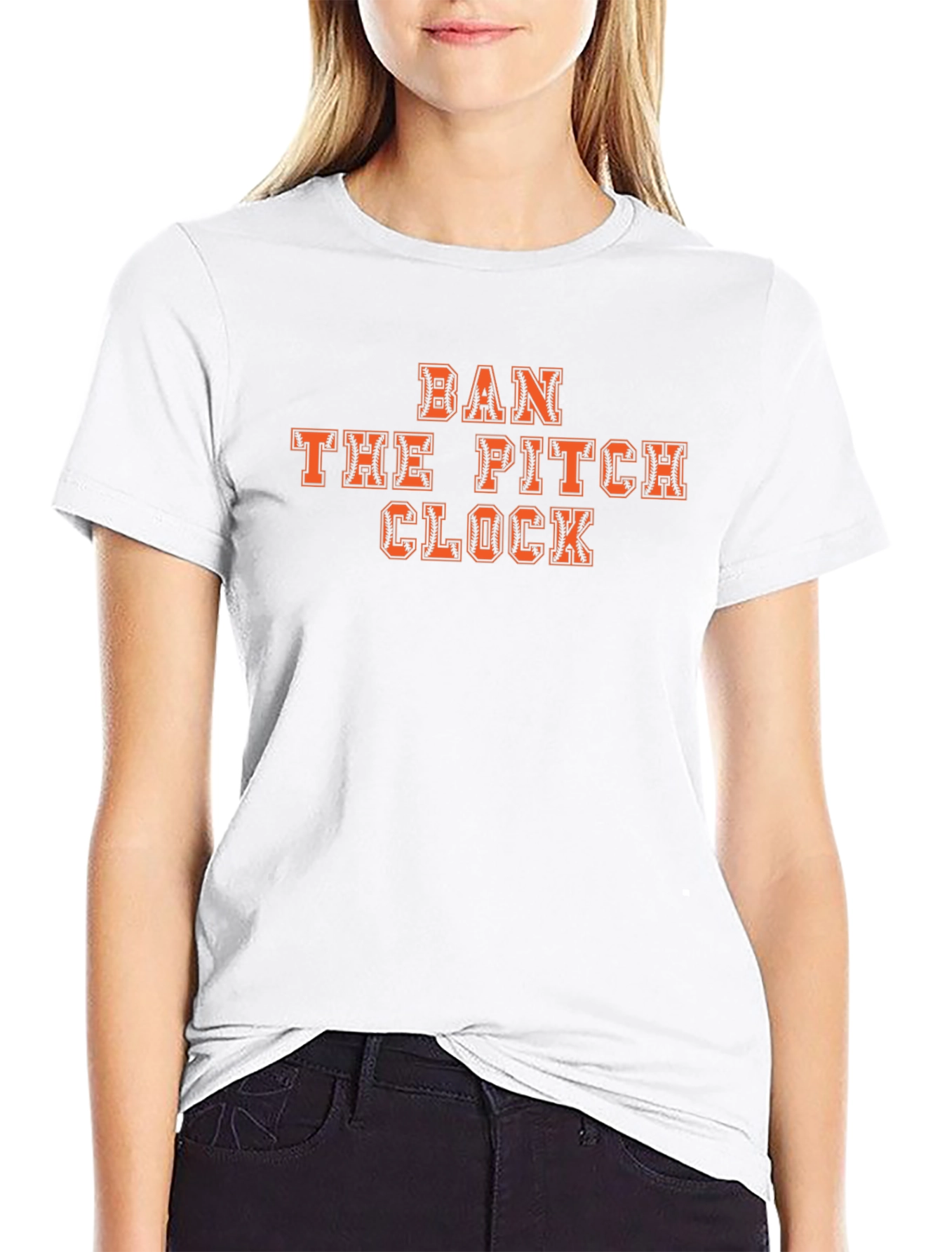 Black Ban The Pitch Clock Baseball T-Shirt view 9