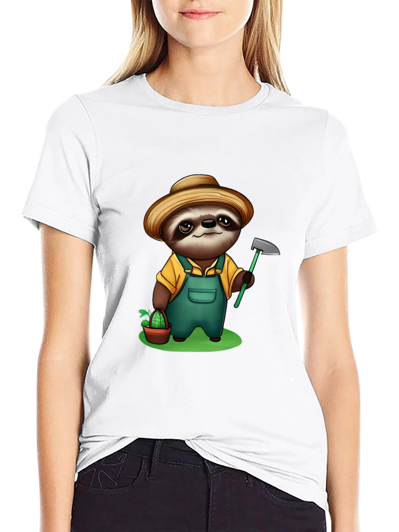 Sloth Farmer Graphic Tee - Cute Cartoon Design - 9