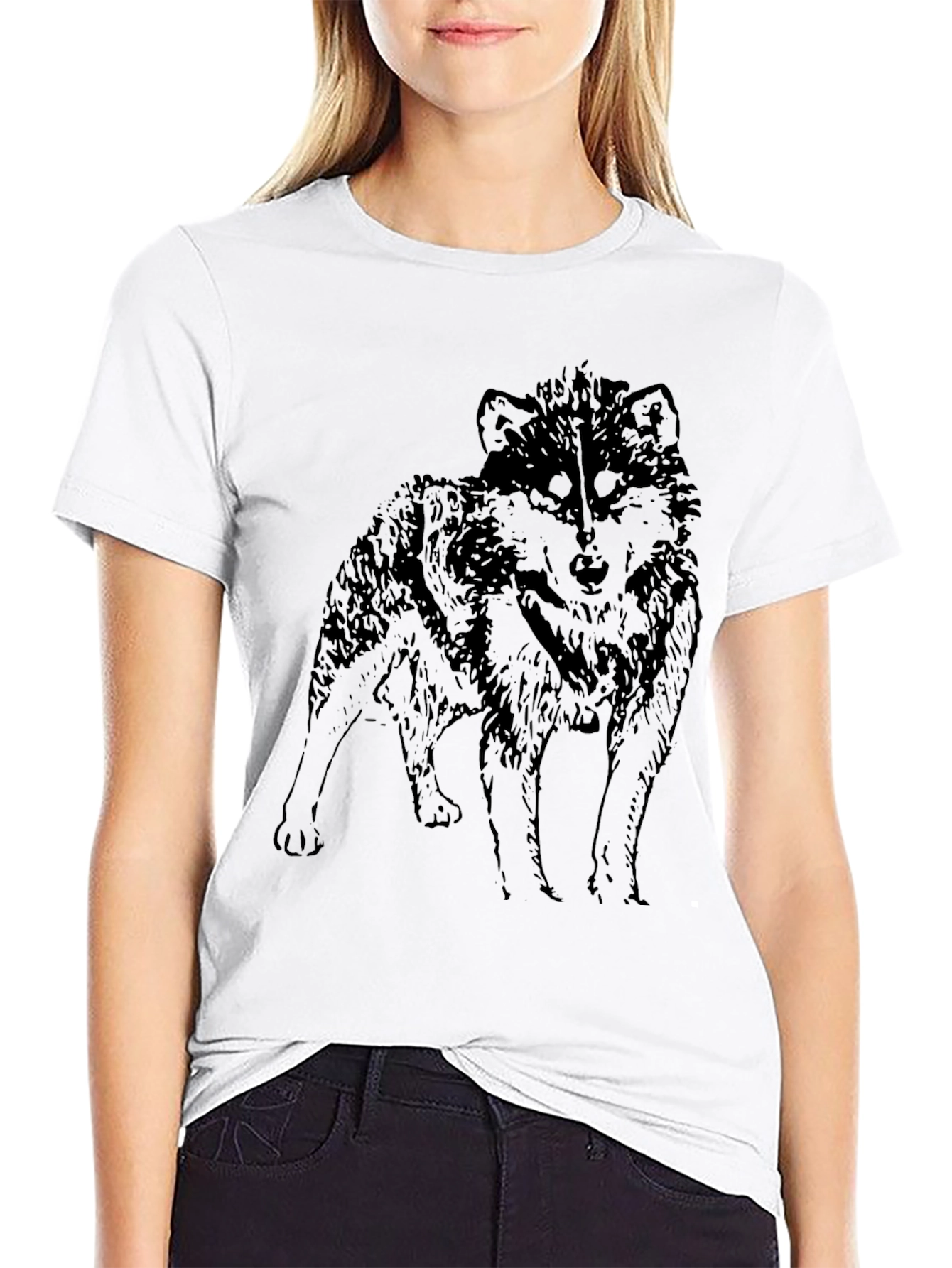 Black Wolf Graphic Black T-Shirt - Men's Short Sleeve view 9