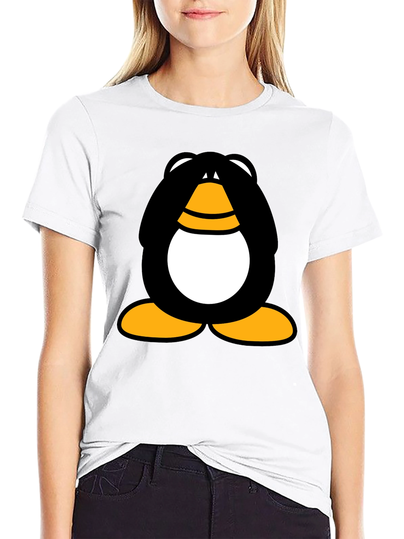 Black Funny Penguin Graphic Black T-Shirt view 9