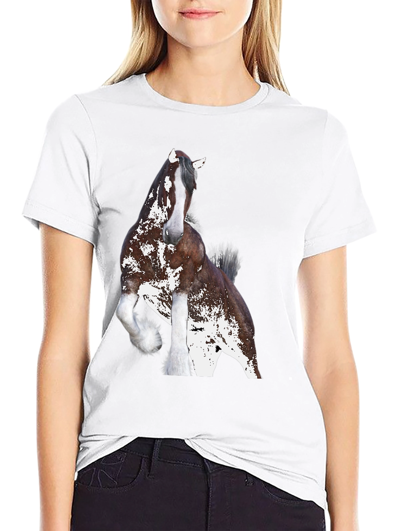 Black Horse Graphic Tee - Black Cotton Blend Shirt view 9