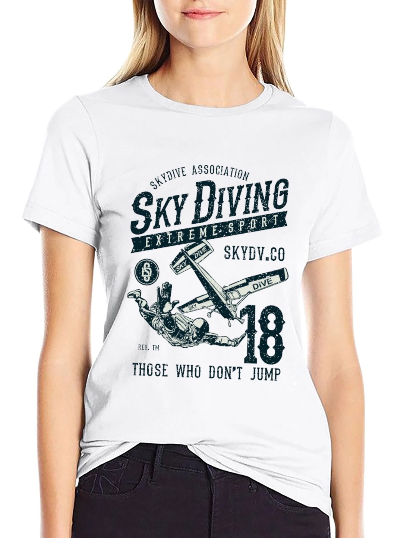 Black Sky Diving Extreme Sport Black Graphic T-Shirt view 9