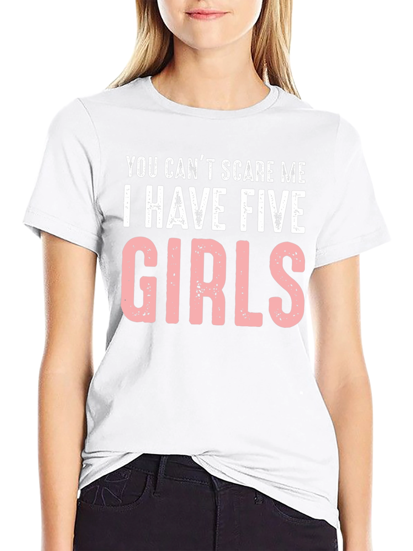 Black Five Girls T-Shirt - Funny Dad Tee view 9